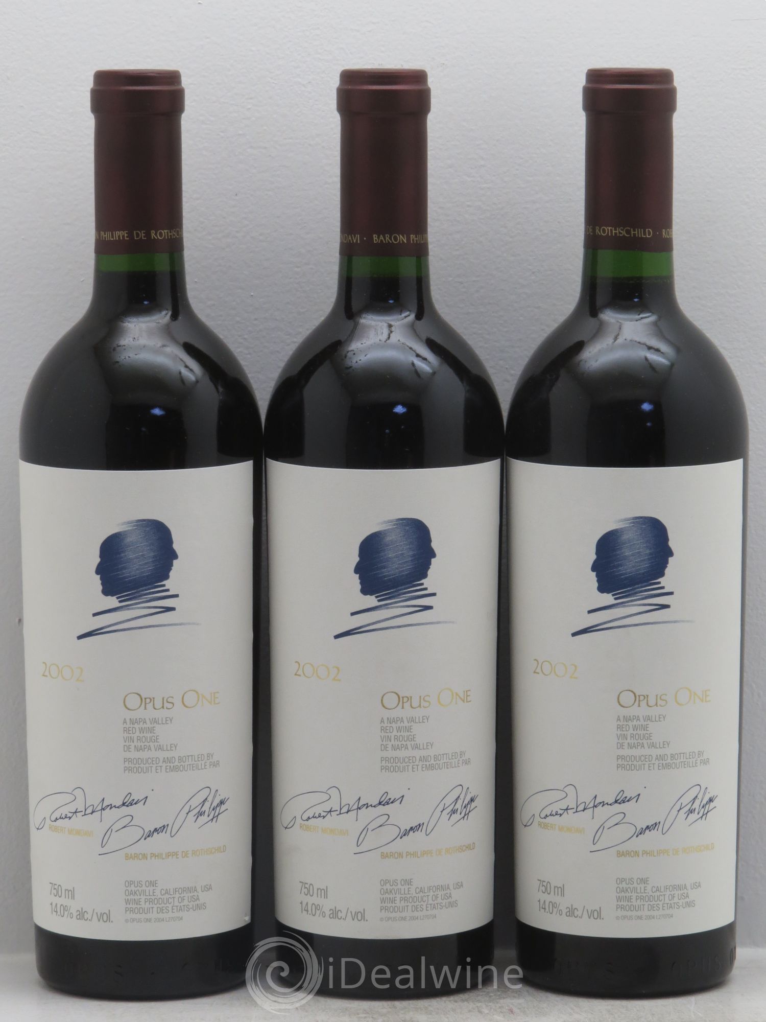 Napa Valley Opus One Robert Mondavi 2002 - Lot de 3 bouteilles - 0