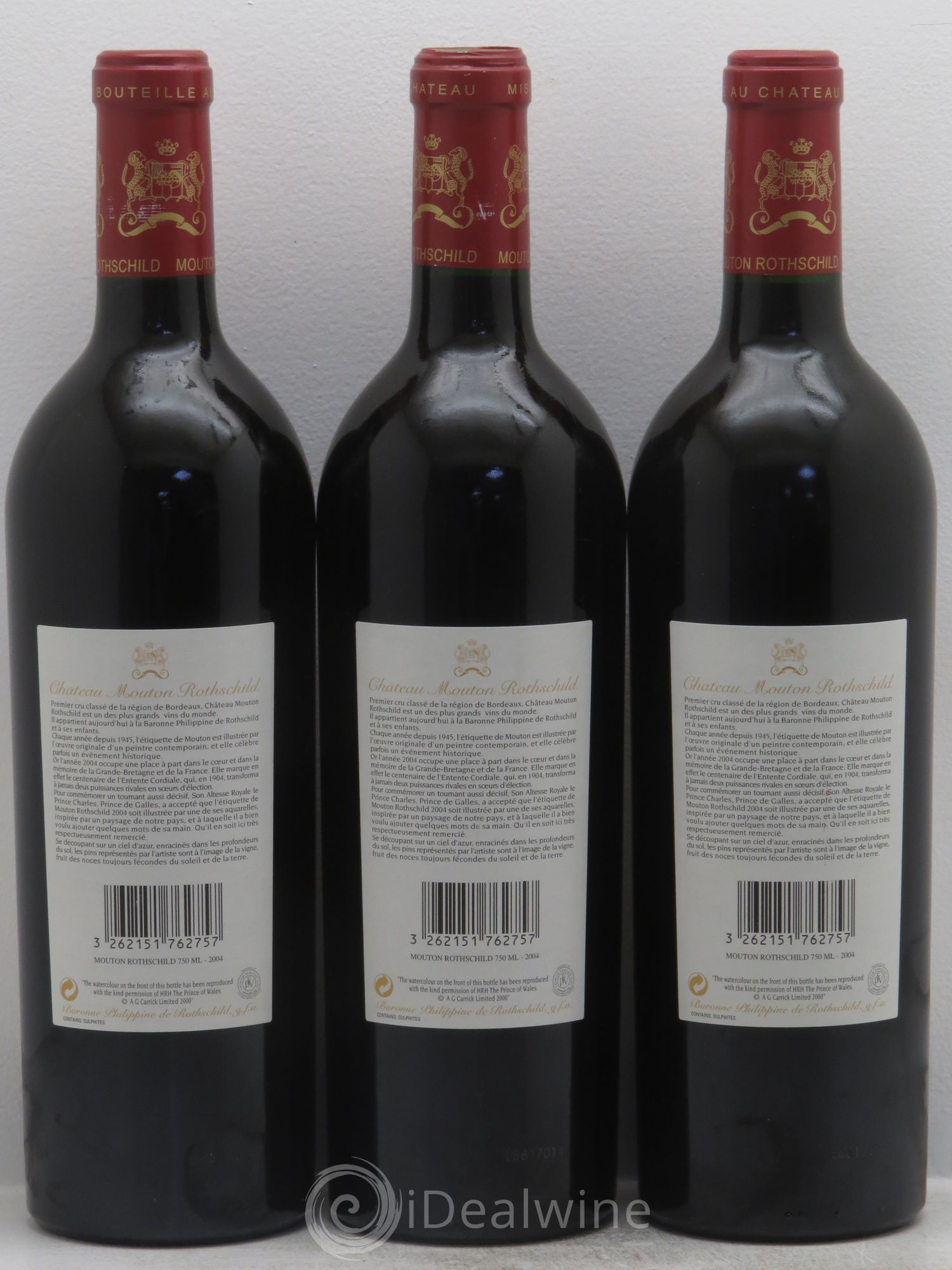 Château Mouton Rothschild 1er Grand Cru Classé 2004 - Lot de 3 bouteilles - 1