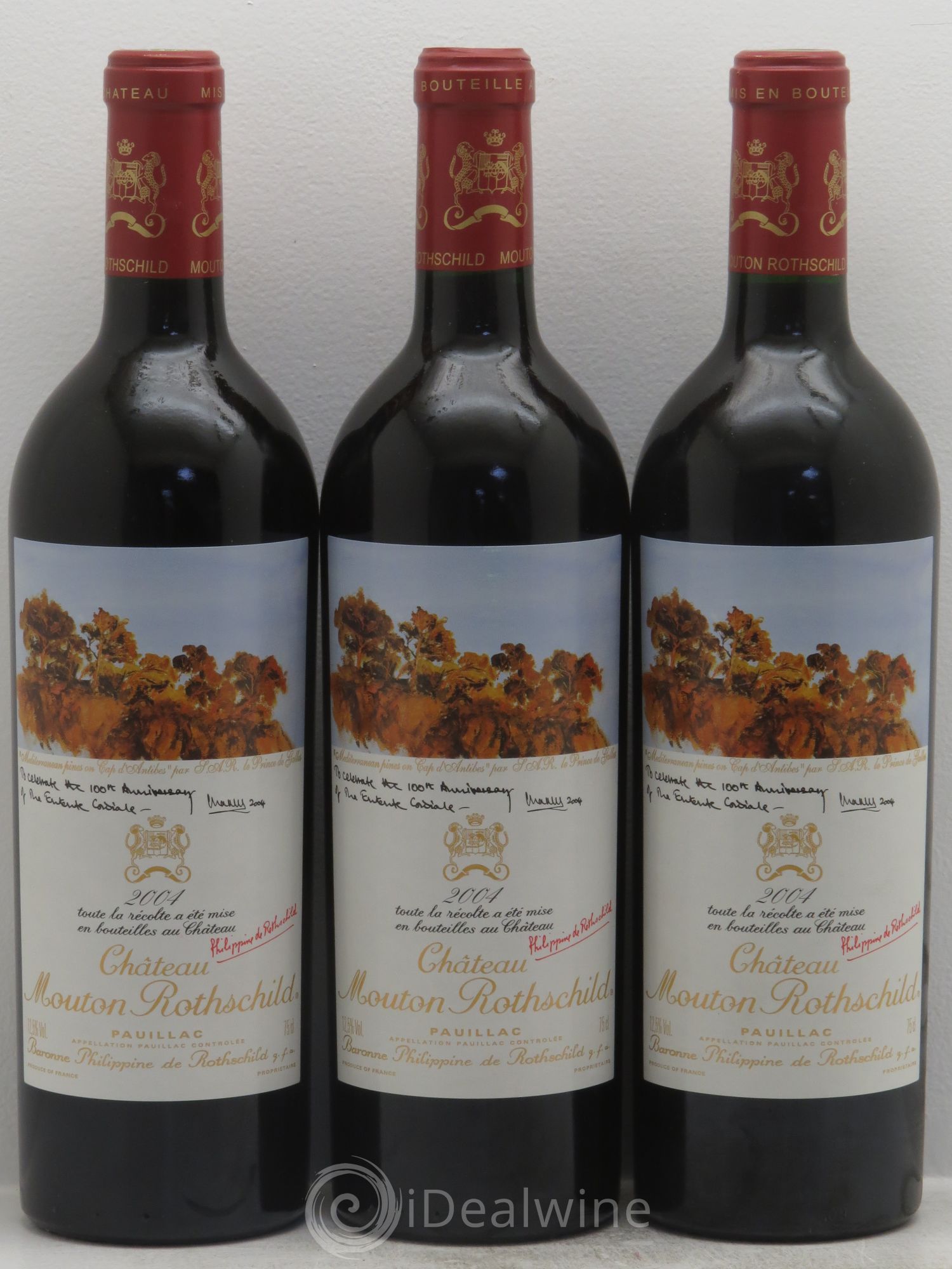 Château Mouton Rothschild 1er Grand Cru Classé 2004 - Lot de 3 bouteilles - 0