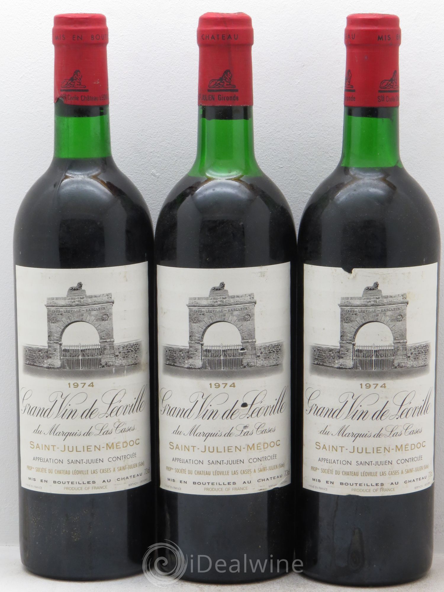 Château Léoville Las Cases 2ème Grand Cru Classé 1974 - Lot de 3 bouteilles - 0