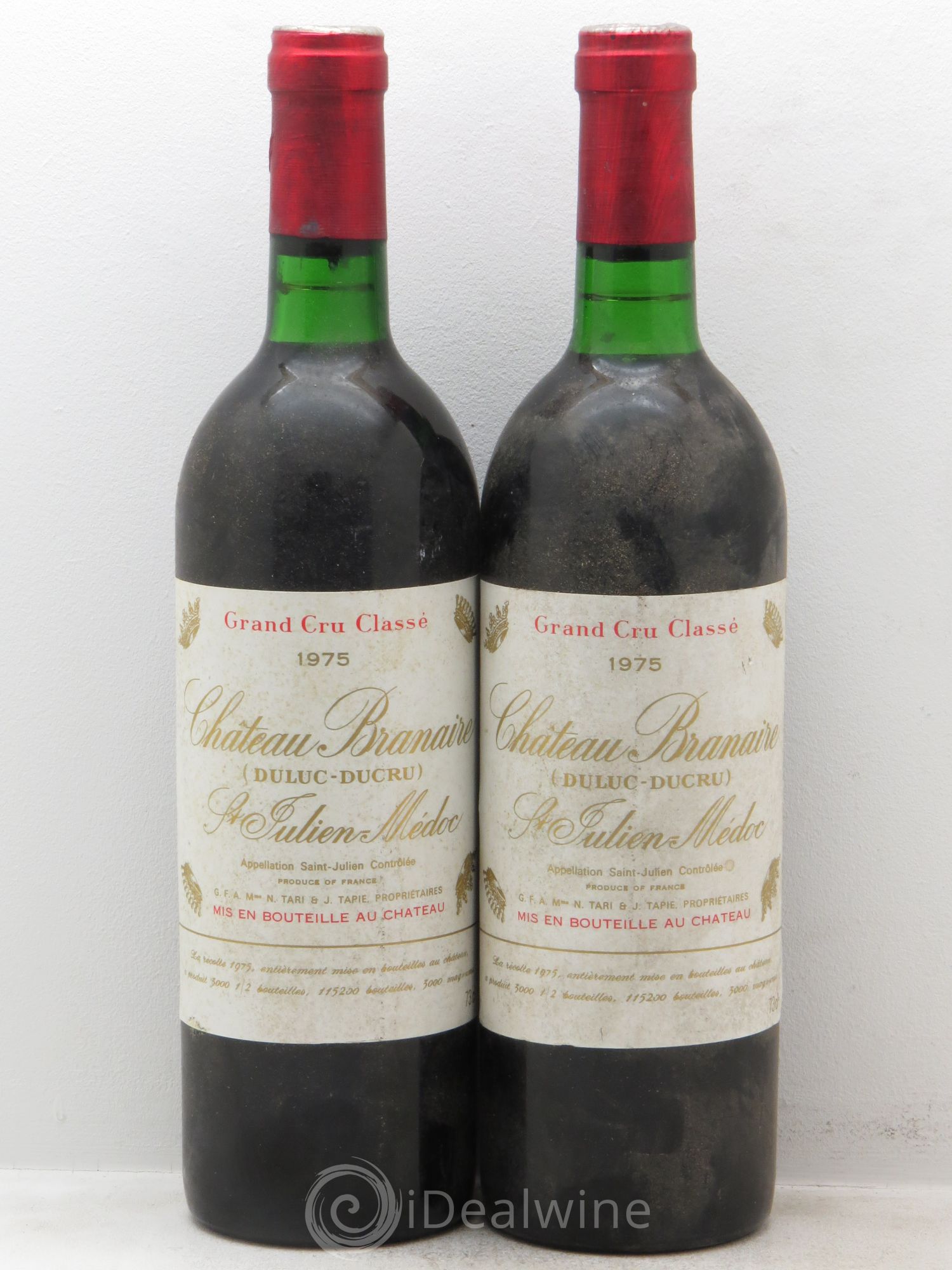 Château Branaire Ducru 4ème Grand Cru Classé 1975 - Lot de 2 bouteilles - 0