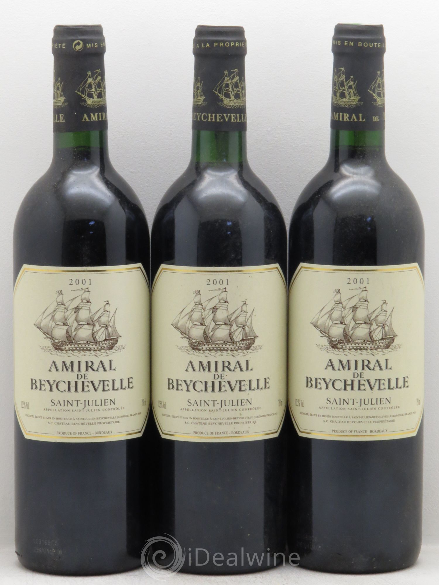 Amiral de Beychevelle Second Vin 2001 - Lot de 3 bouteilles - 0