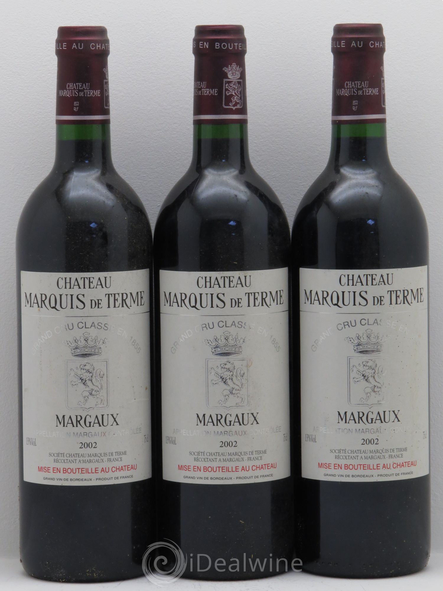 Château Marquis de Terme 4ème Grand Cru Classé 2002 - Lot de 3 bouteilles - 0