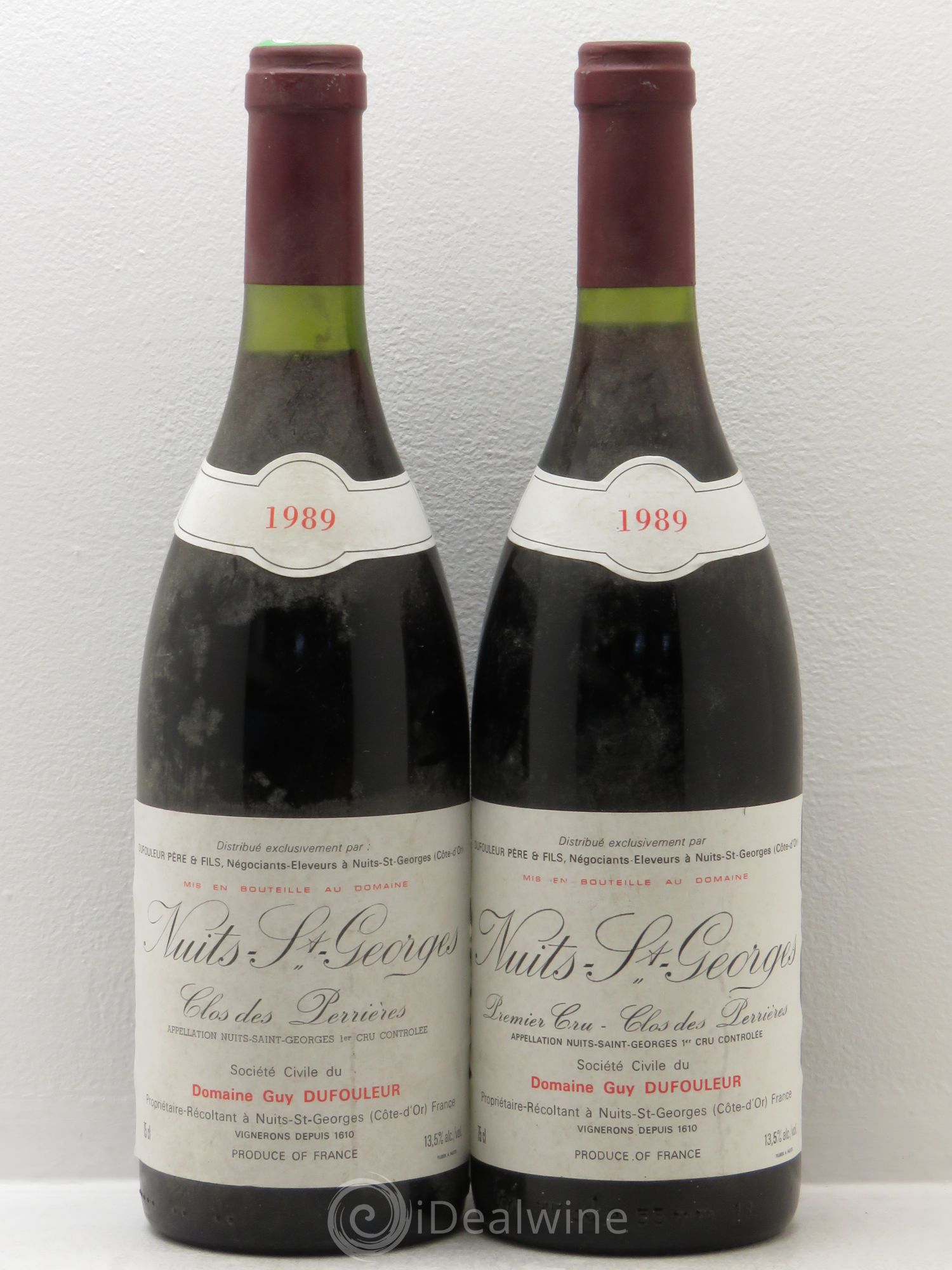 Nuits-Saint-Georges 1er Cru Clos des Perrières Domaine Guy Dufouleur 1989 - Posten von 2 Flaschen - 0