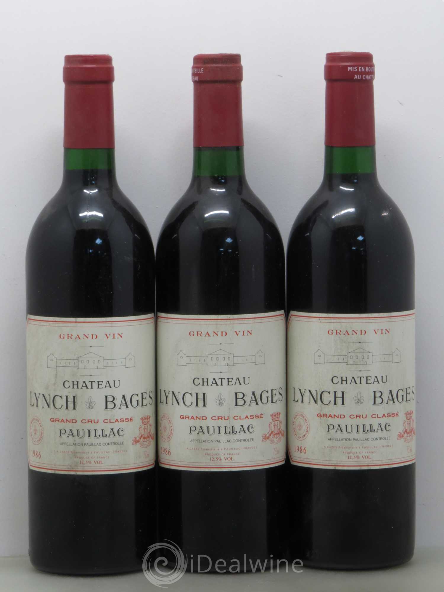 Château Lynch Bages 5ème Grand Cru Classé 1986 - Lot de 3 bouteilles - 0
