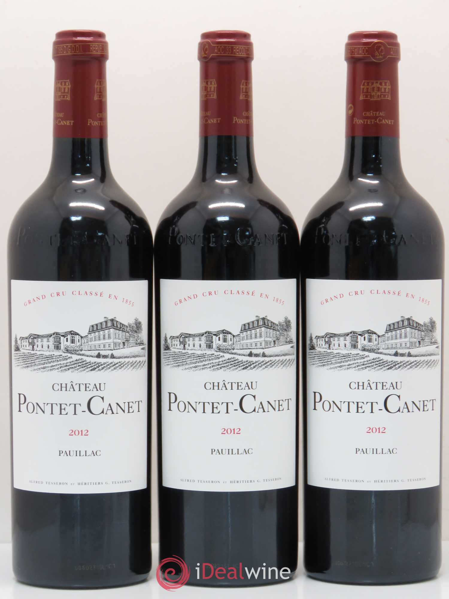 Château Pontet Canet 5ème Grand Cru Classé 2012 - Lot de 3 bouteilles - 0