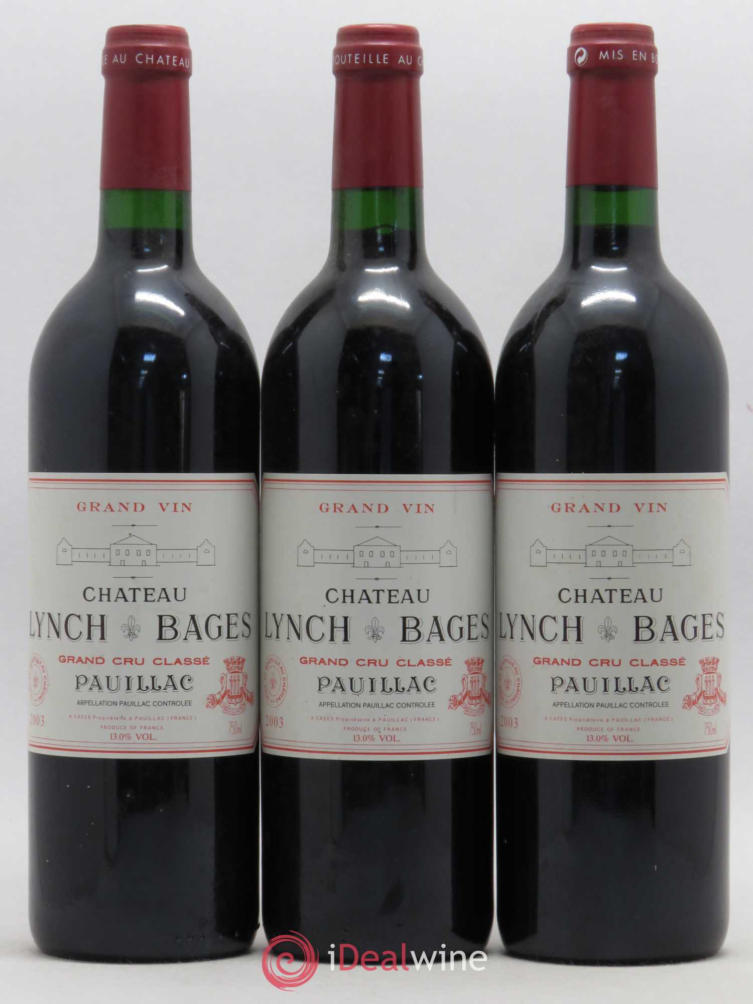 Château Lynch Bages 5ème Grand Cru Classé 2003 - Lot de 3 bouteilles - 0