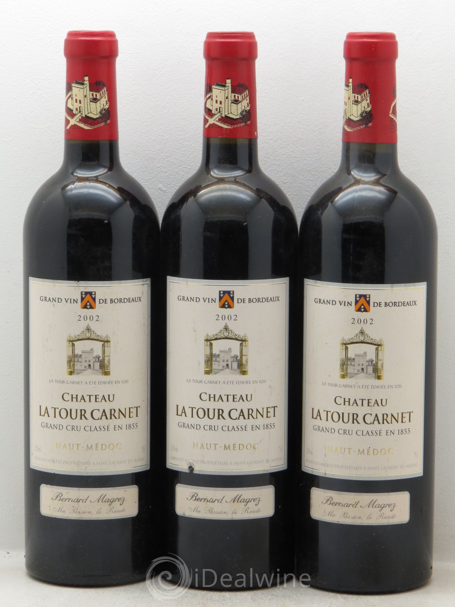 Château la Tour Carnet 4ème Grand Cru Classé 2002 - Lot de 3 bouteilles - 0