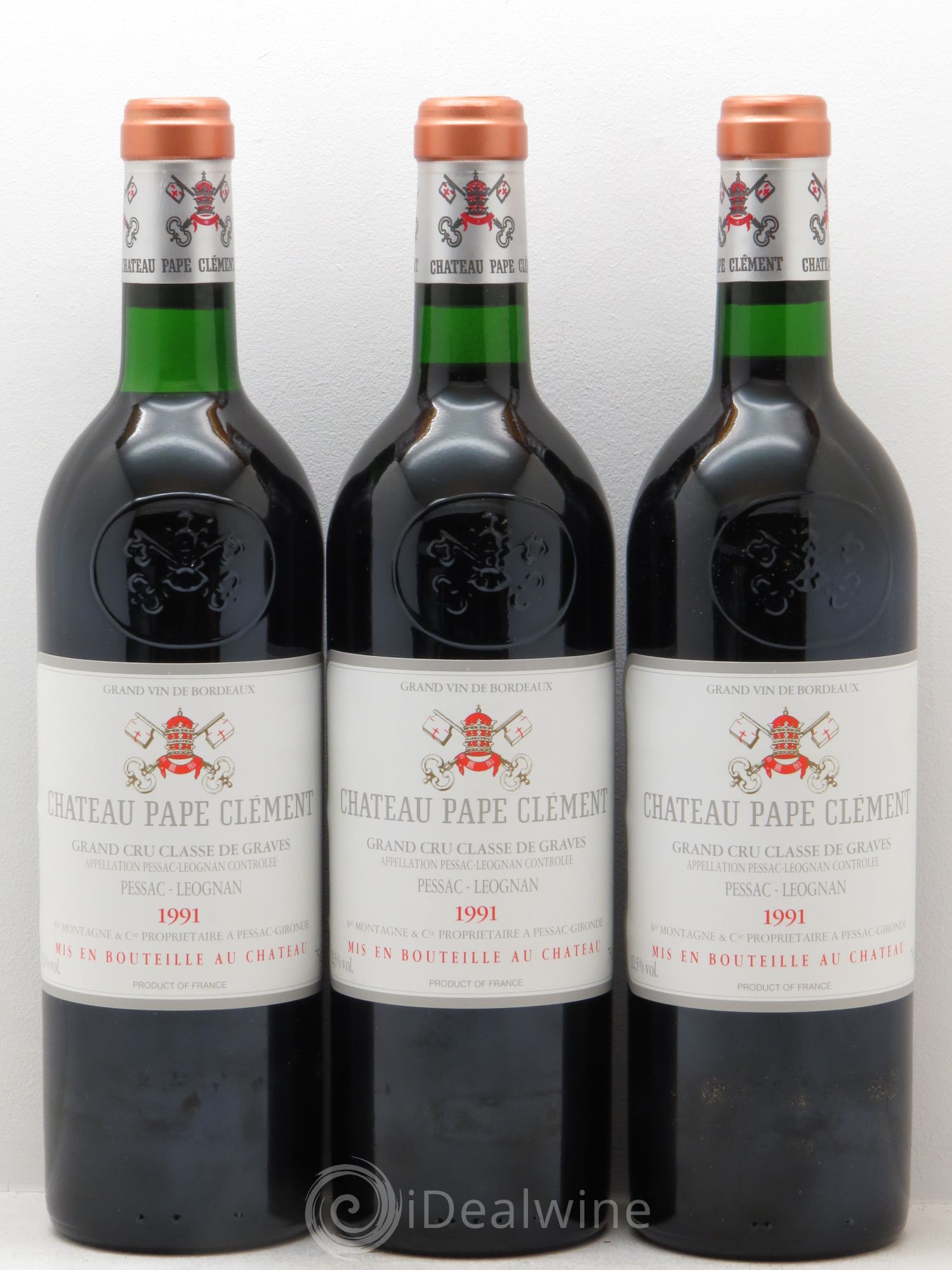 Château Pape Clément Cru Classé de Graves 1991 - Lot de 3 bouteilles - 0