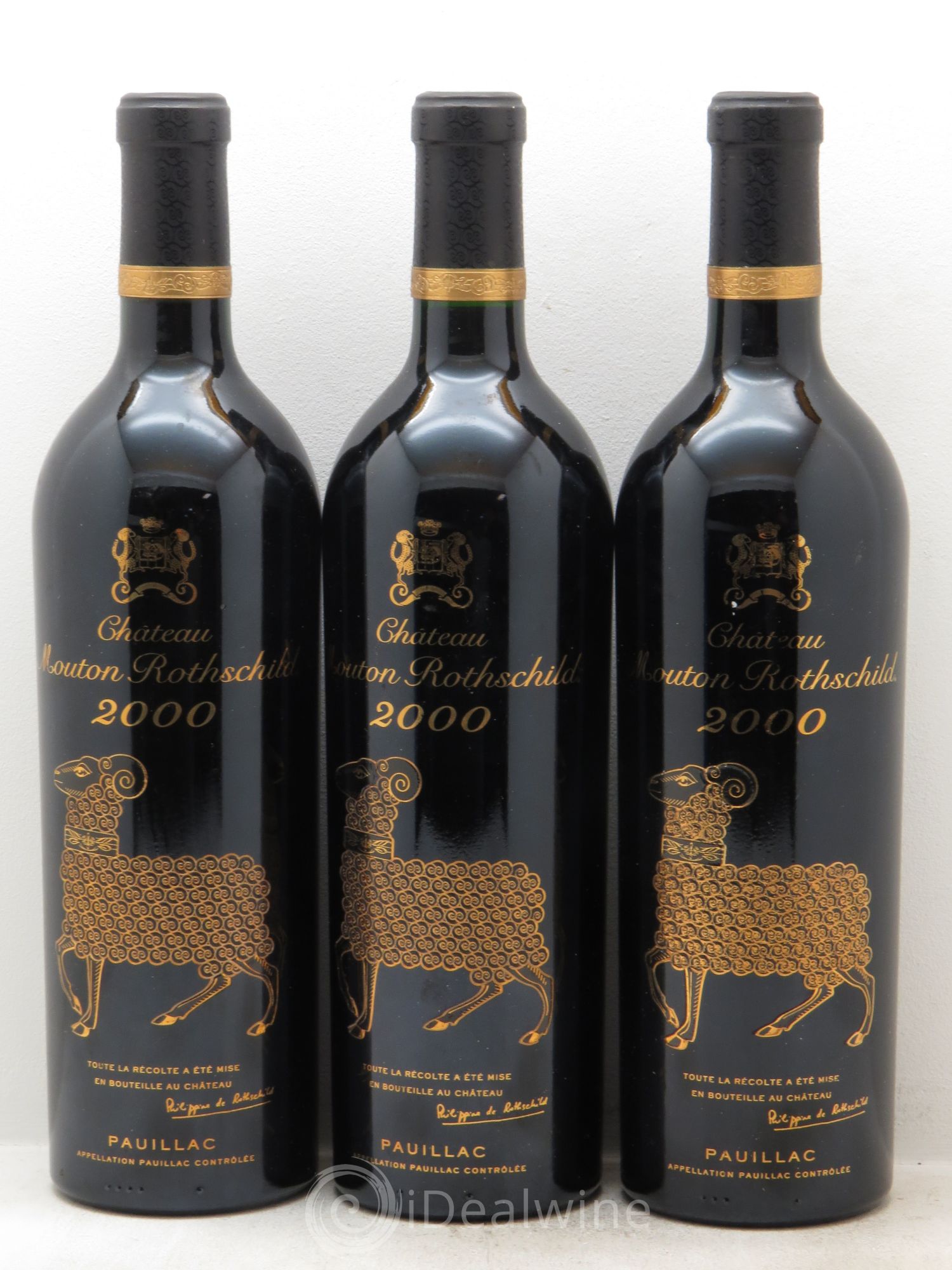 Château Mouton Rothschild 1er Grand Cru Classé 2000 - Lot de 3 bouteilles - 0