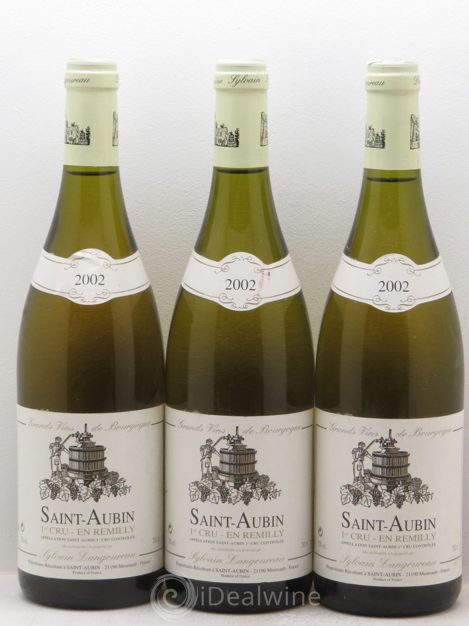 Saint-Aubin 1er Cru en Remilly Sylvain Langoureau 2002 - Lotto di 3 bottiglie - 0