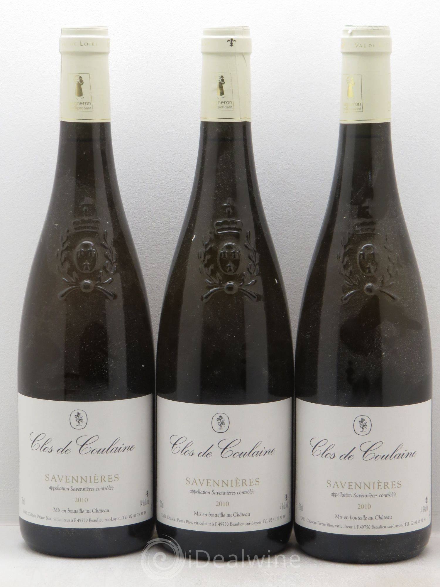 Savennières Château Pierre Bise Papin Clos de Coulaine (sans prix de réserve) 2010 - Posten von 3 Flaschen - 0