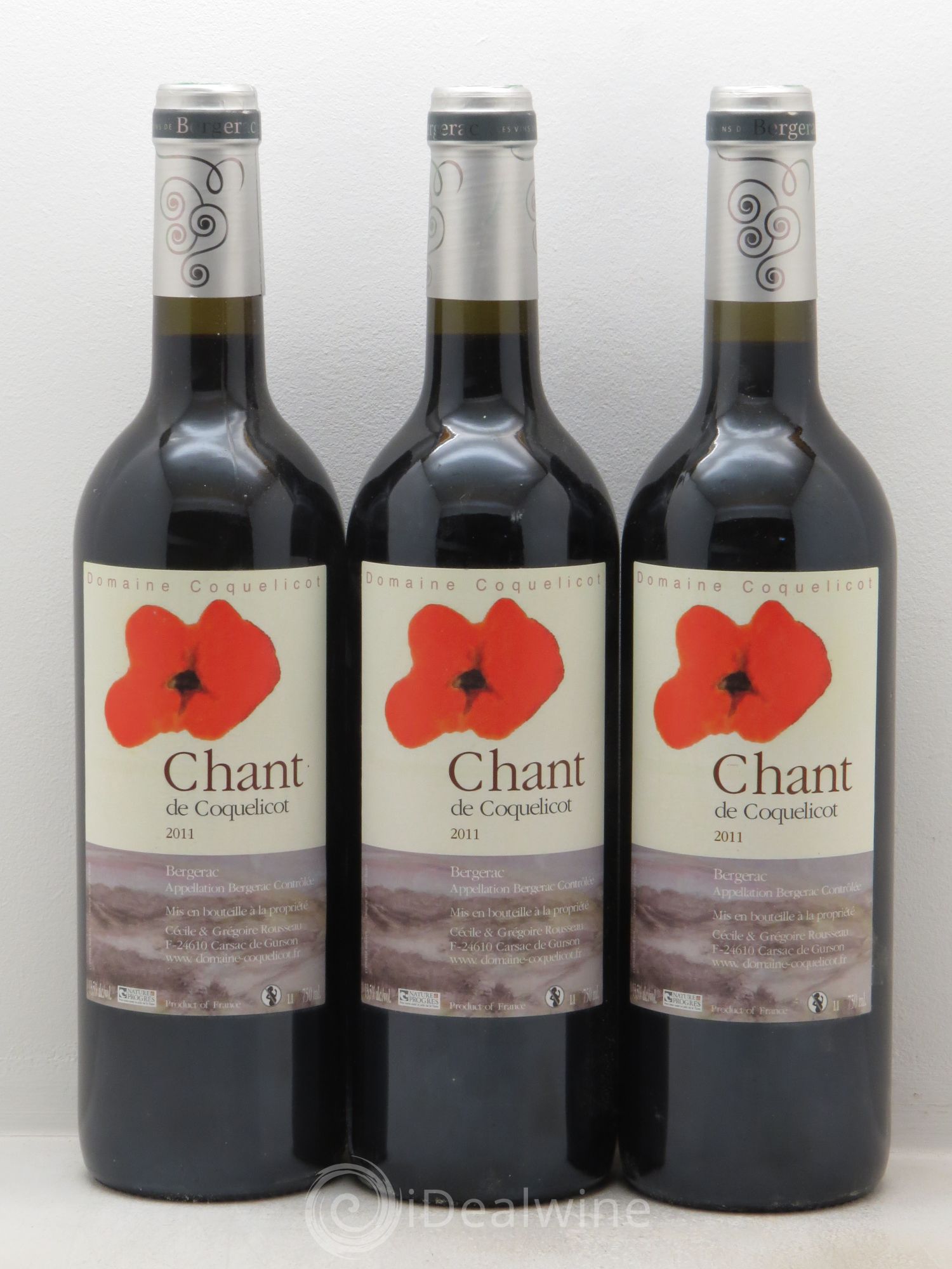 Bergerac Chant de Coquelicot (sans prix de réserve) 2011 - Posten von 3 Flaschen - 0