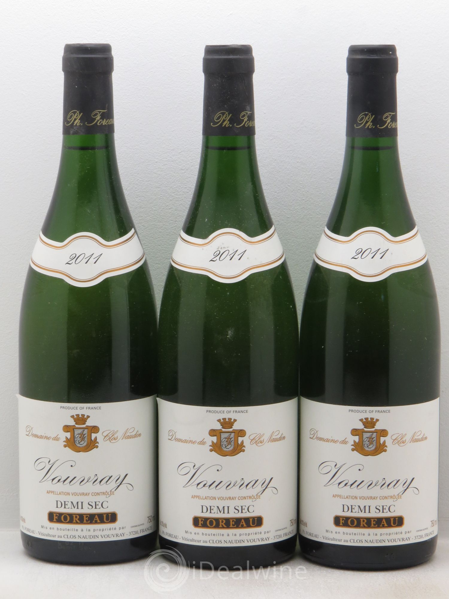 Vouvray Moelleux Clos Naudin - Philippe Foreau demi-sec 2011 - Lotto di 3 bottiglie - 0