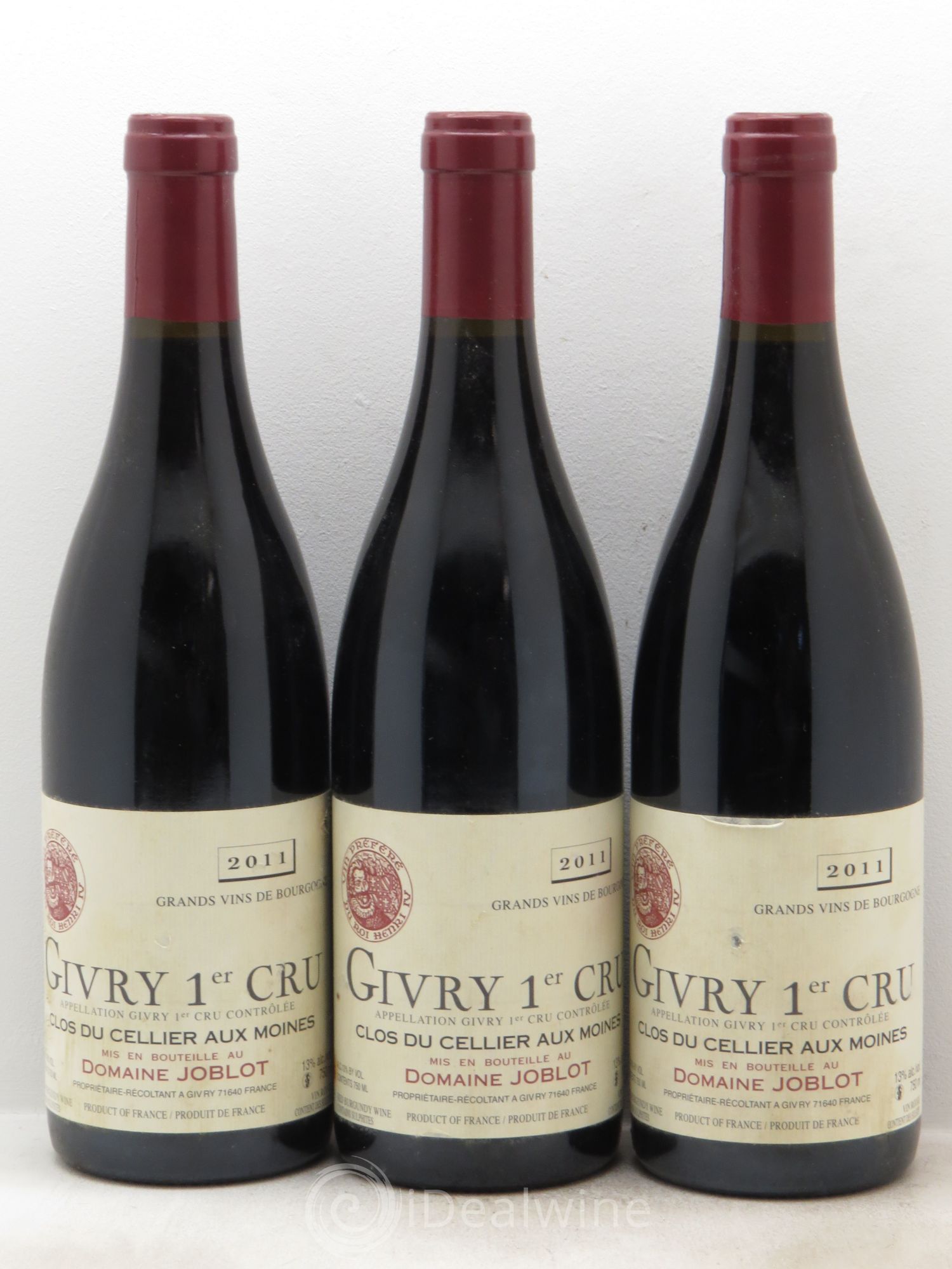 Givry 1er Cru Clos du Cellier aux Moines Joblot (Domaine) 2011 - Lot de 3 bouteilles - 0