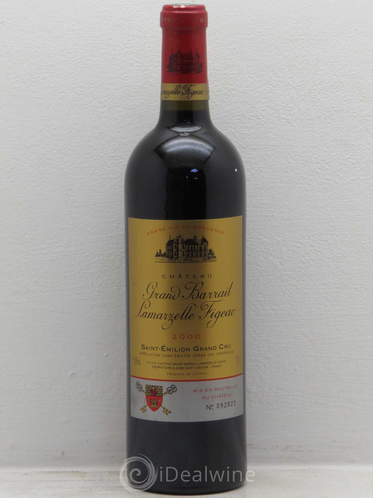 Château Grand Barrail Lamarzelle Figeac Grand Cru Classé 2000 - Lot de 1 bouteille - 0