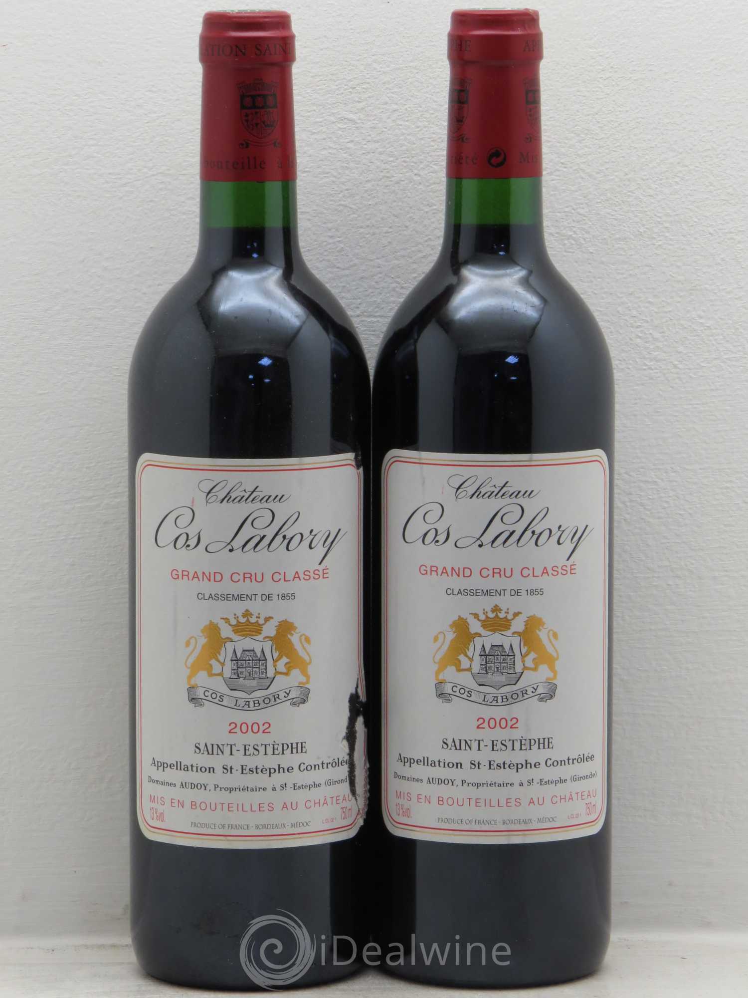 Château Cos Labory 5ème Grand Cru Classé 2002 - Lot de 2 bouteilles - 0