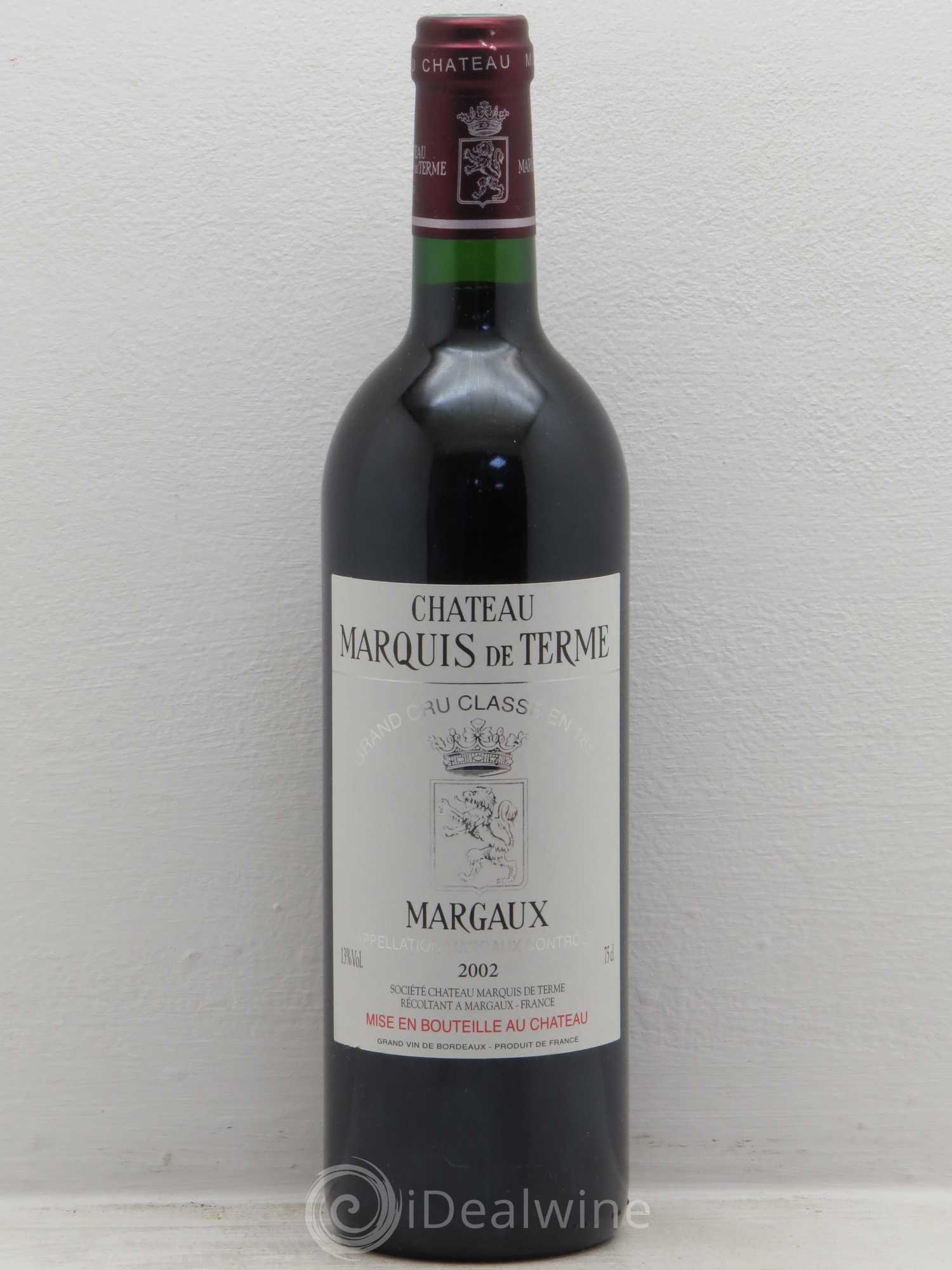 Château Marquis de Terme 4ème Grand Cru Classé 2002 - Lot de 1 bouteille - 0