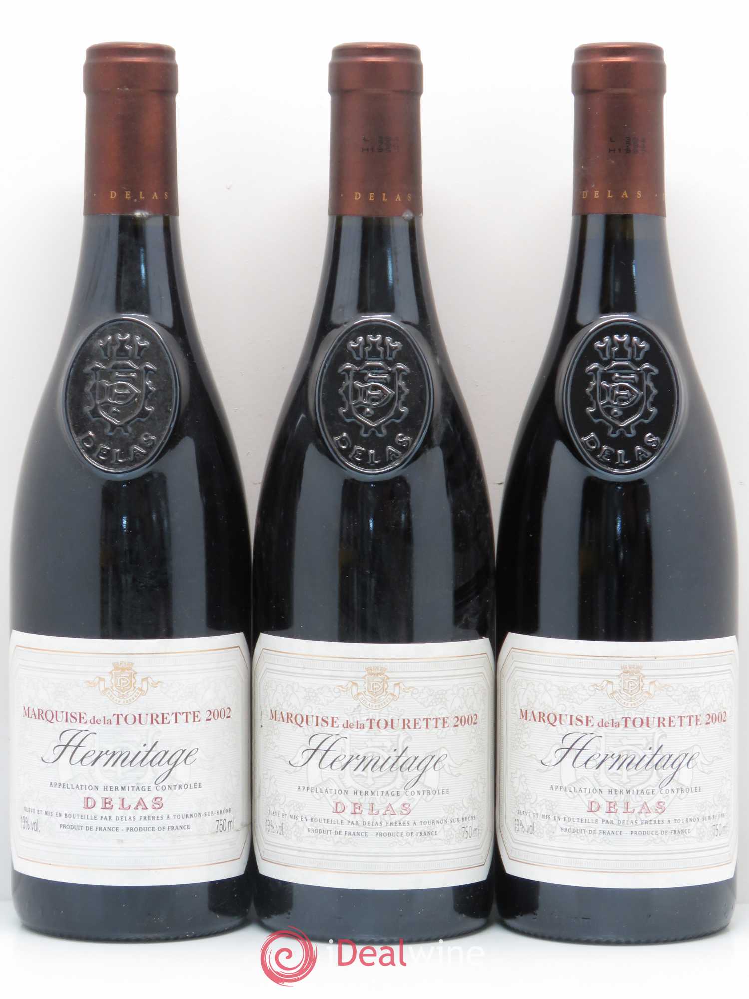 Hermitage Marquise de la Tourette Delas Frères 2002 - Lot de 3 bouteilles - 0