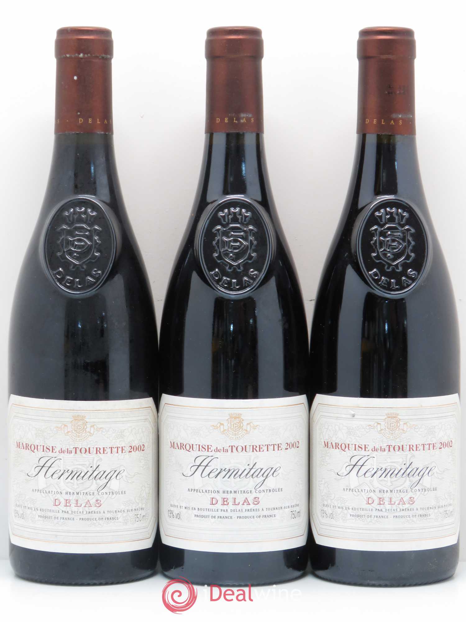 Hermitage Marquise de la Tourette Delas Frères 2002 - Lot de 3 bouteilles - 0