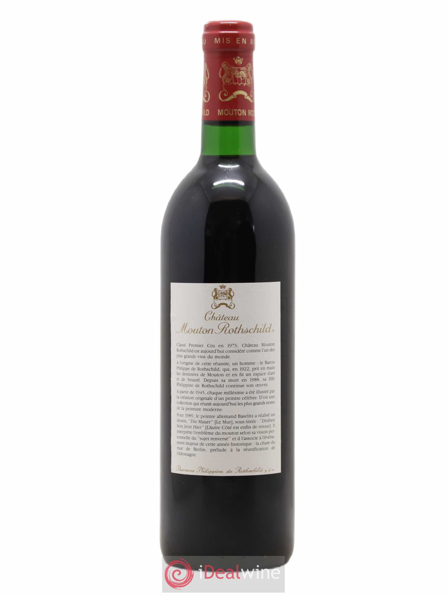 Château Mouton Rothschild 1er Grand Cru Classé 1989 - Lot de 1 bouteille - 1