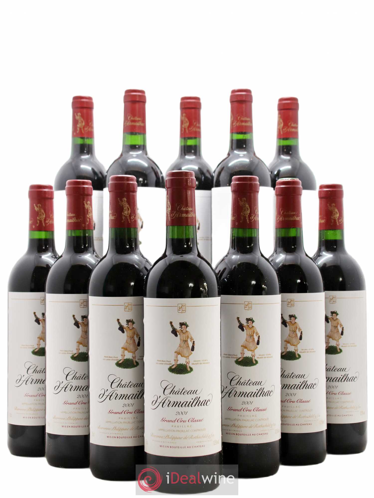 Château d' Armailhac - Mouton Baron(ne) Philippe 5ème Grand Cru Classé 2001 - Lot de 12 bouteilles - 0