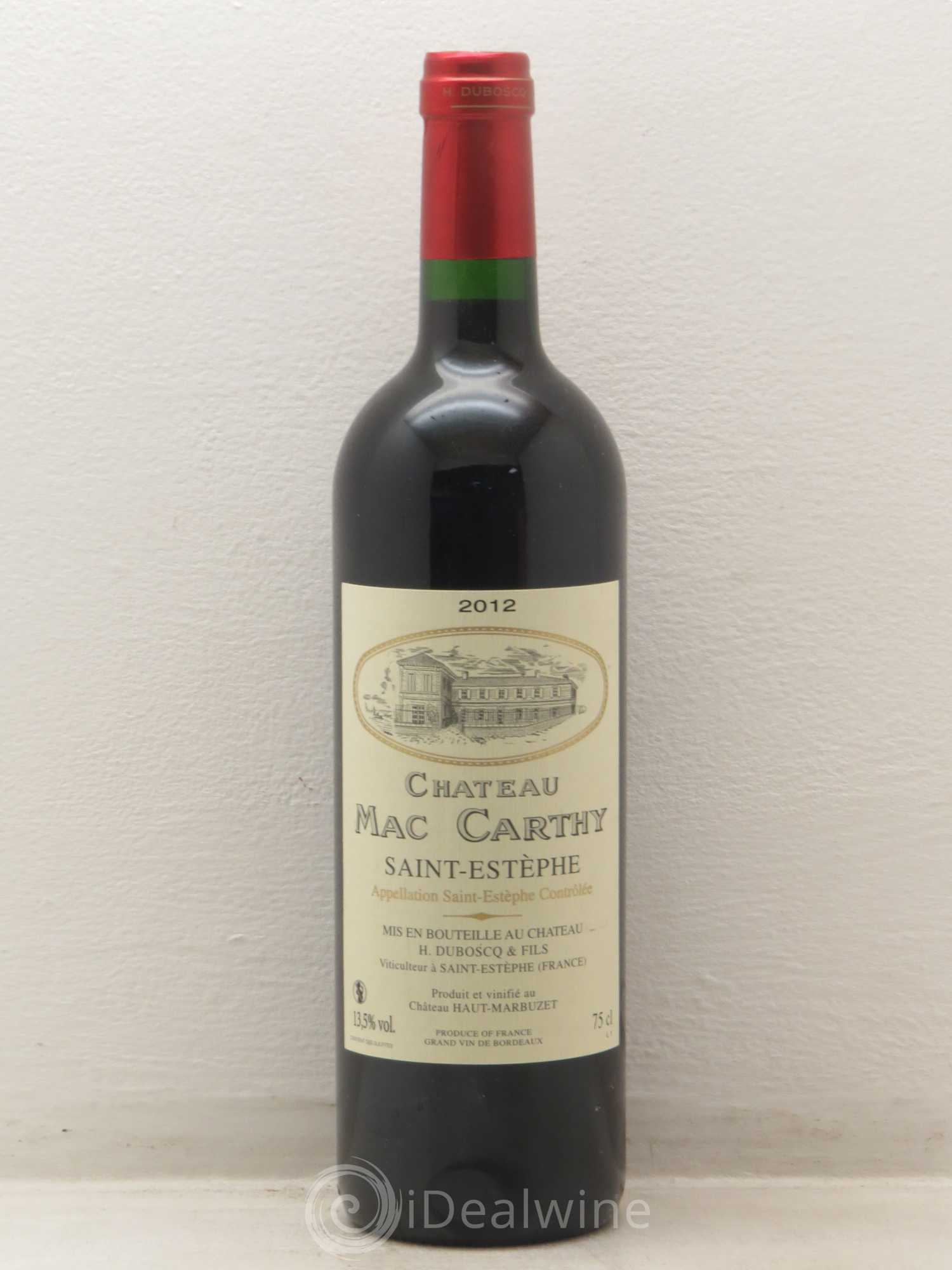 Château Saint-Estèphe Château Mac Carthy 2012 - Lot de 1 bouteille - 0