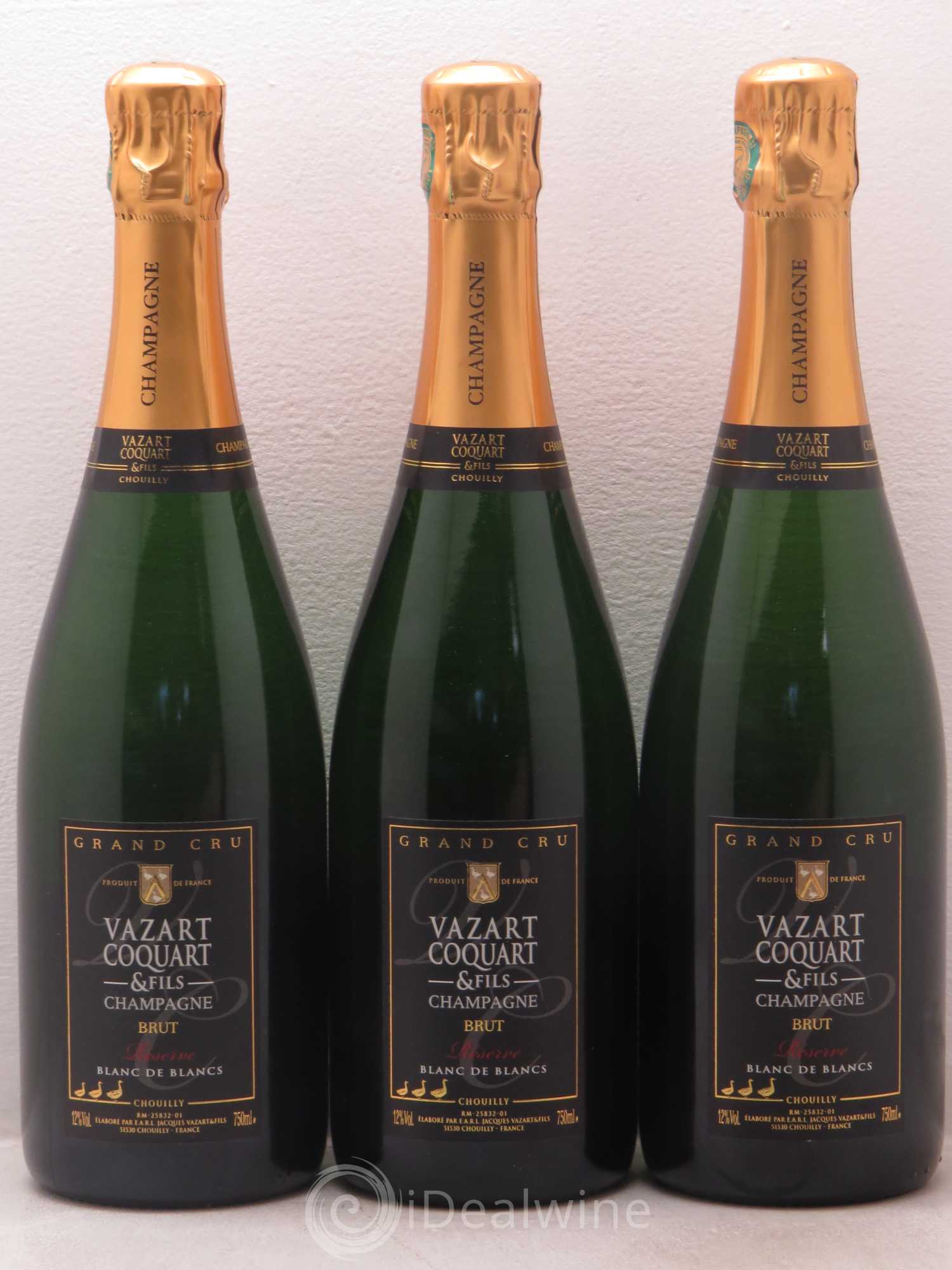 Champagne Vazart-Coquart & Fils Brut Reserve Blanc de blancs - Posten von 3 Flaschen - 0