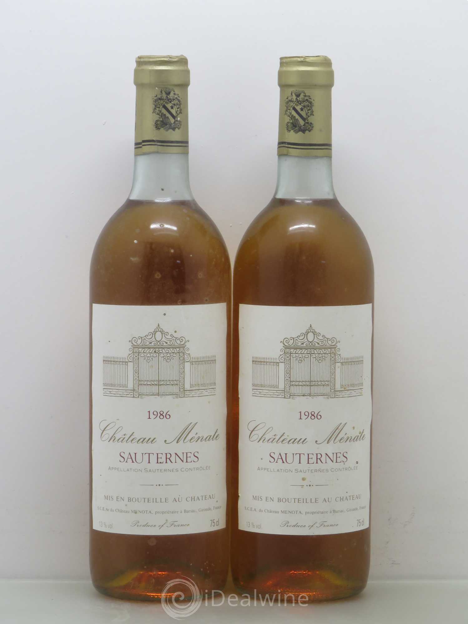 Bordeaux Château Ménate 1986 - Lot de 2 bouteilles - 0