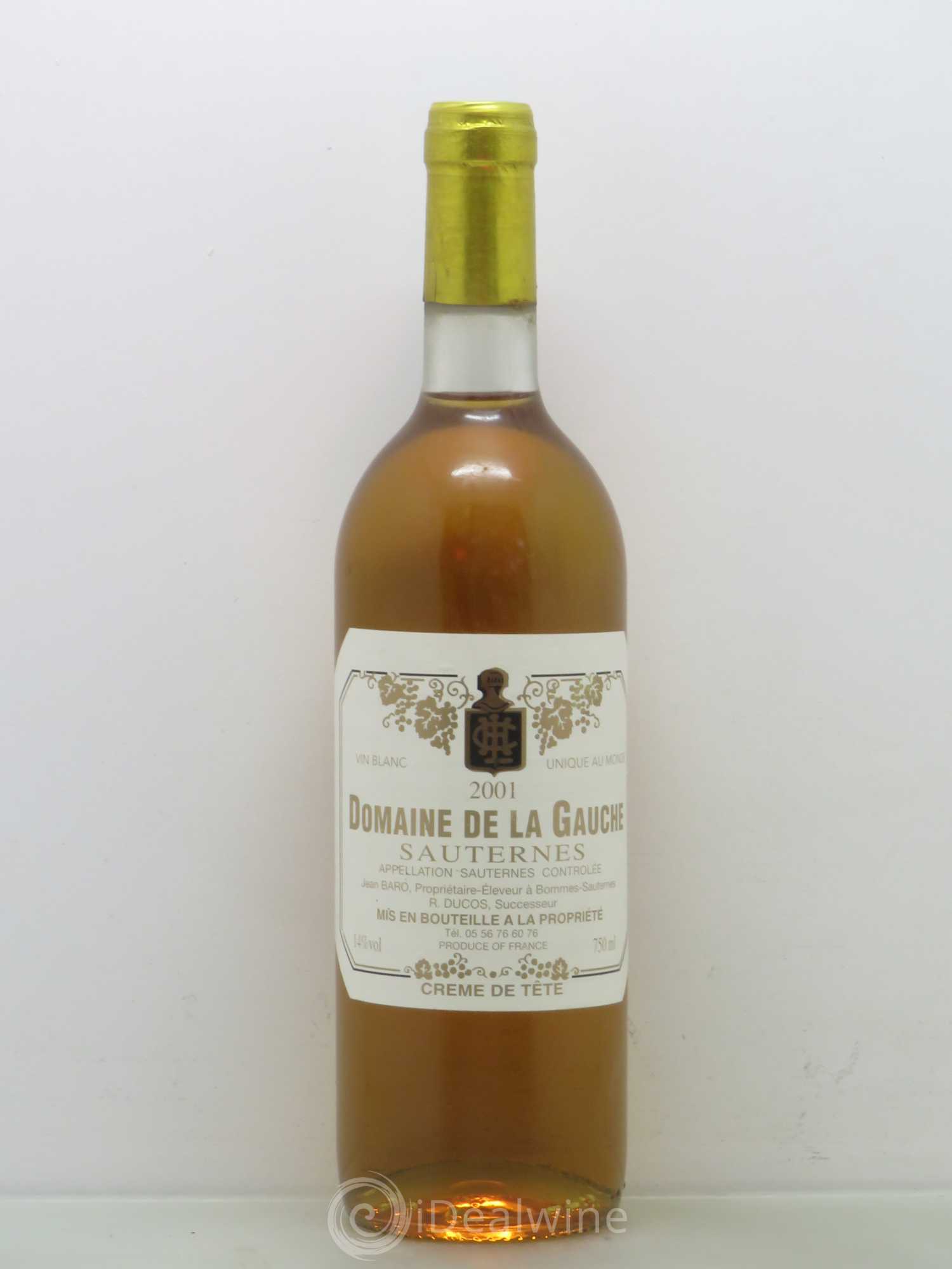 Sauternes Domaine de la Gauche Crème de Tête 2001 - Posten von 1 Flasche - 0