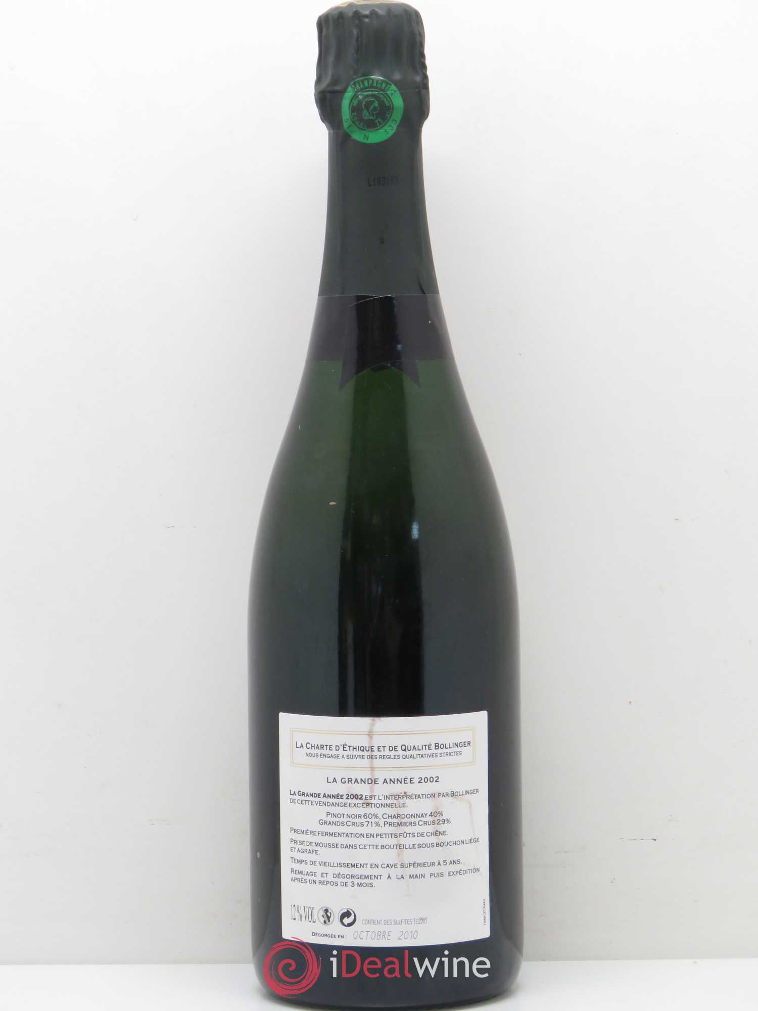 La Grande Année Brut Bollinger 2002 - Lot de 1 bouteille - 1