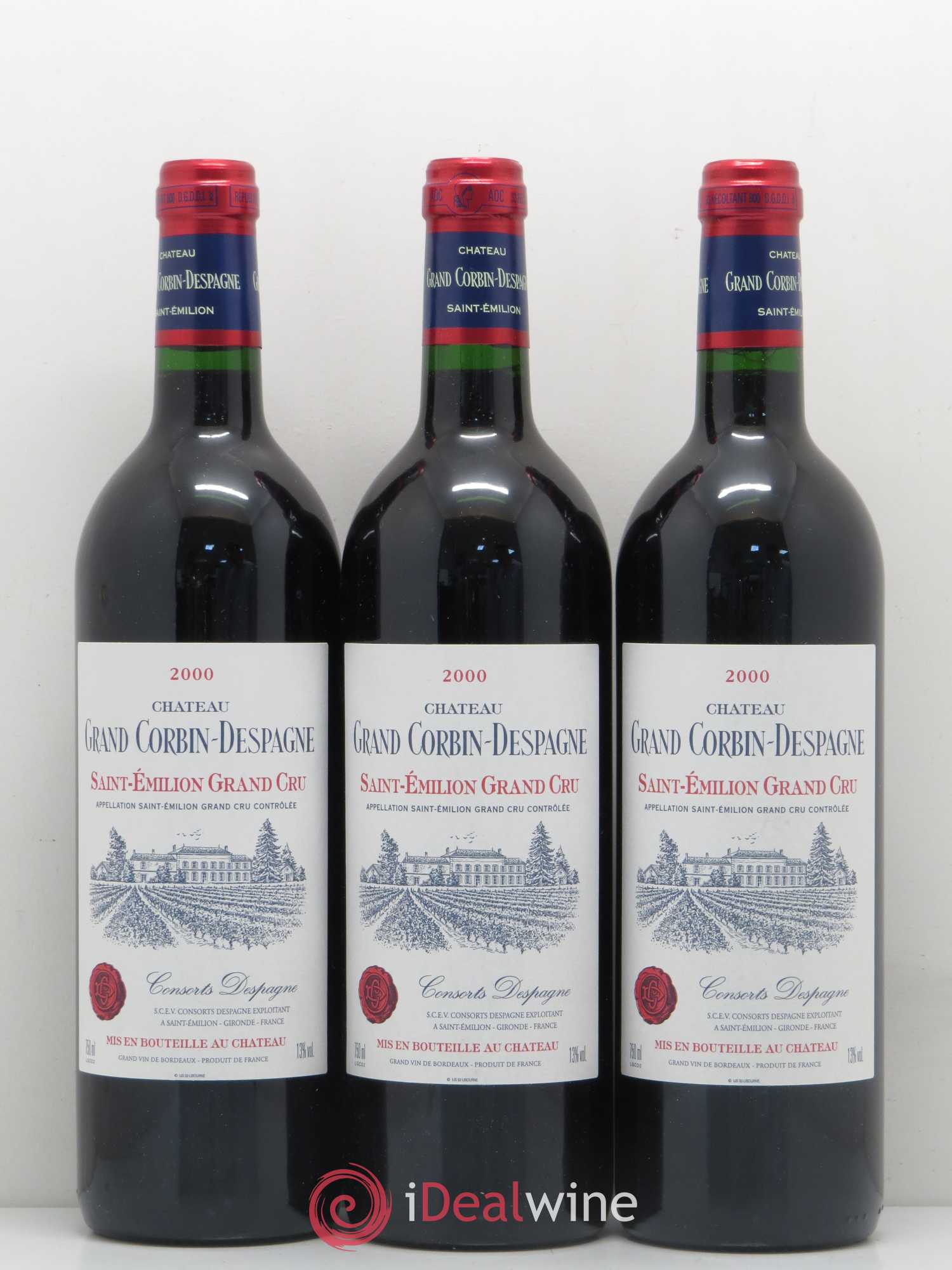 Château Grand Corbin Despagne Grand Cru Classé 2000 - Lot de 3 bouteilles - 0