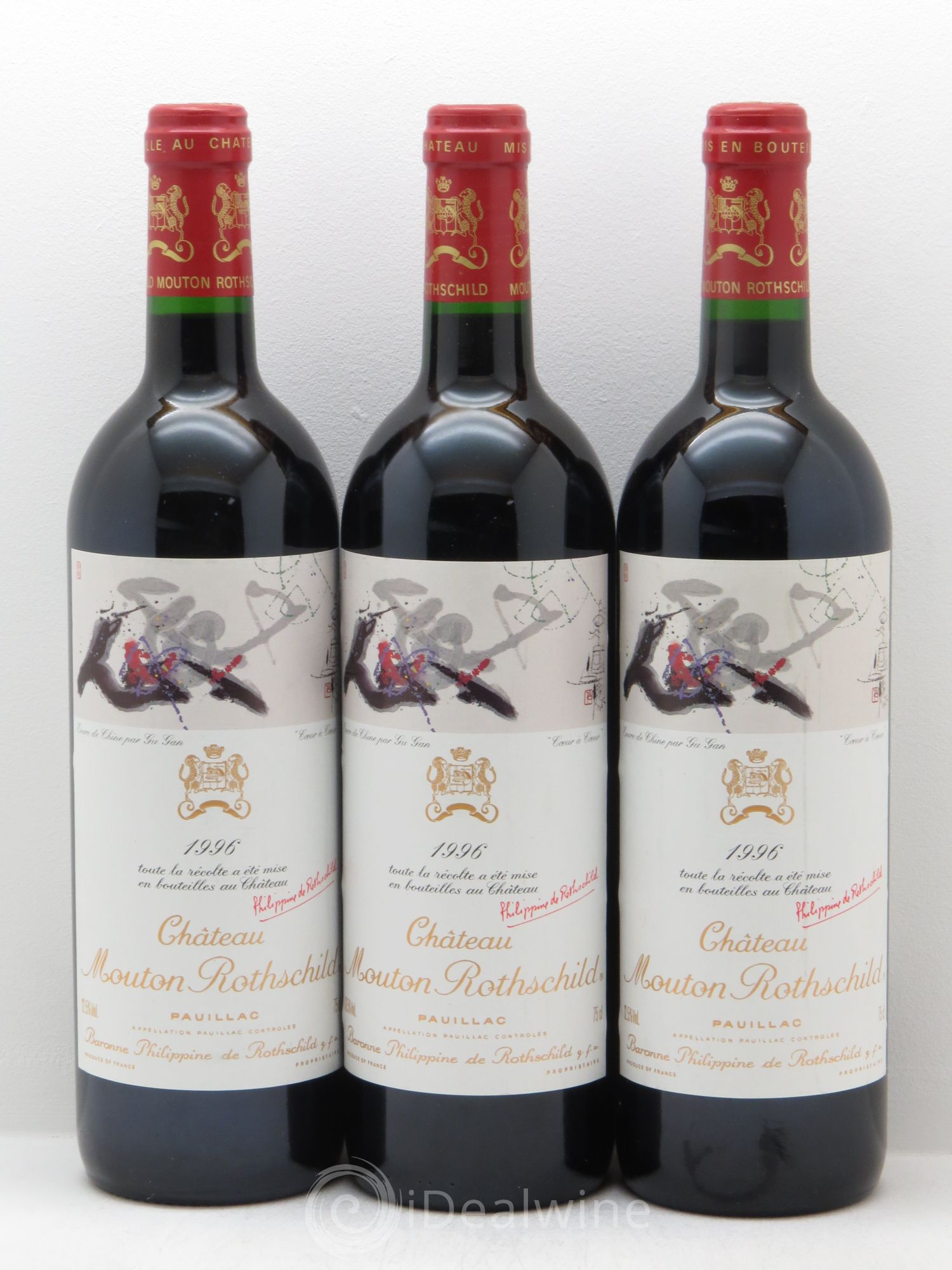 Château Mouton Rothschild 1er Grand Cru Classé 1996 - Lot de 3 bouteilles - 0