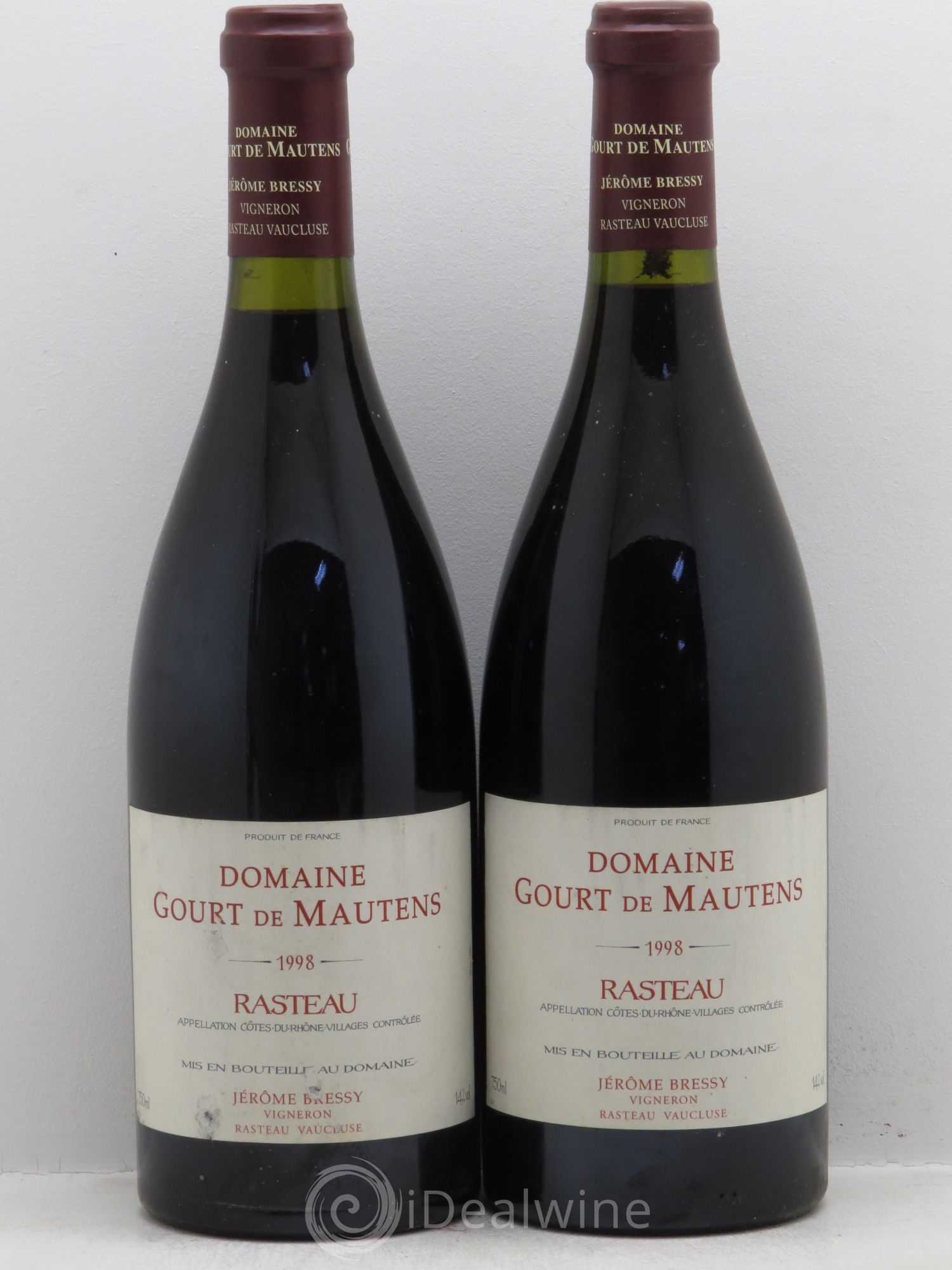 Rasteau Domaine Gourt de Mautens - Jérôme Bressy 1998 - Lot de 2 bouteilles - 0