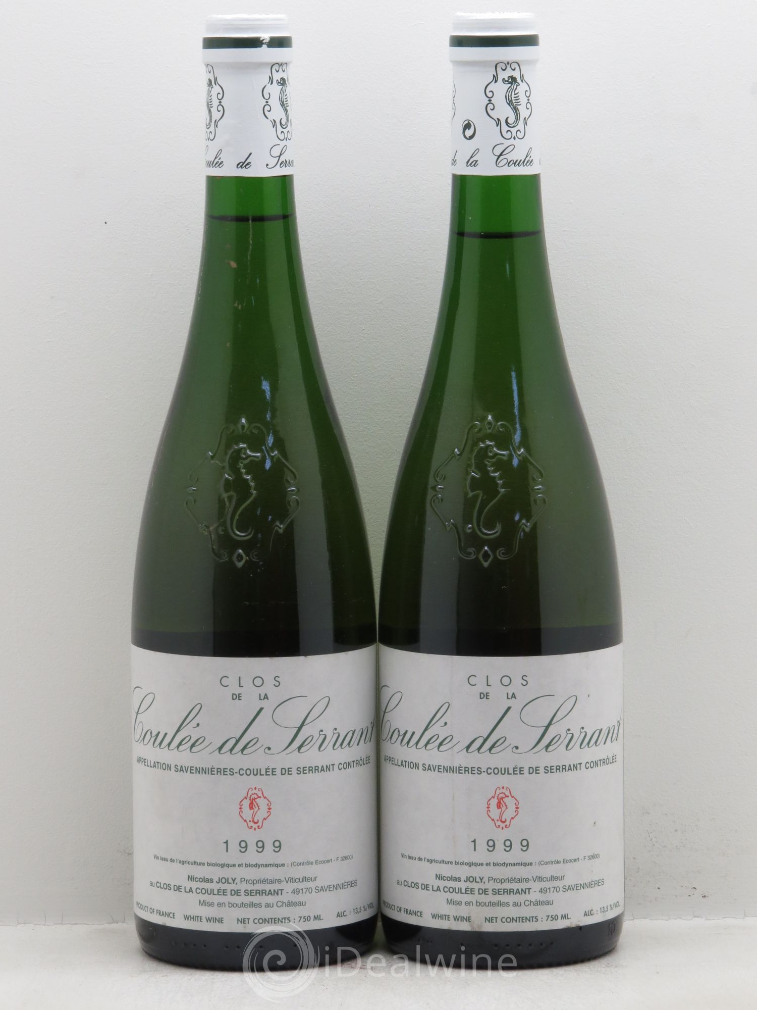 Savennières Clos de la Coulée de Serrant Vignobles de la Coulée de Serrant - Nicolas Joly 1999 - Lot de 2 bouteilles - 0