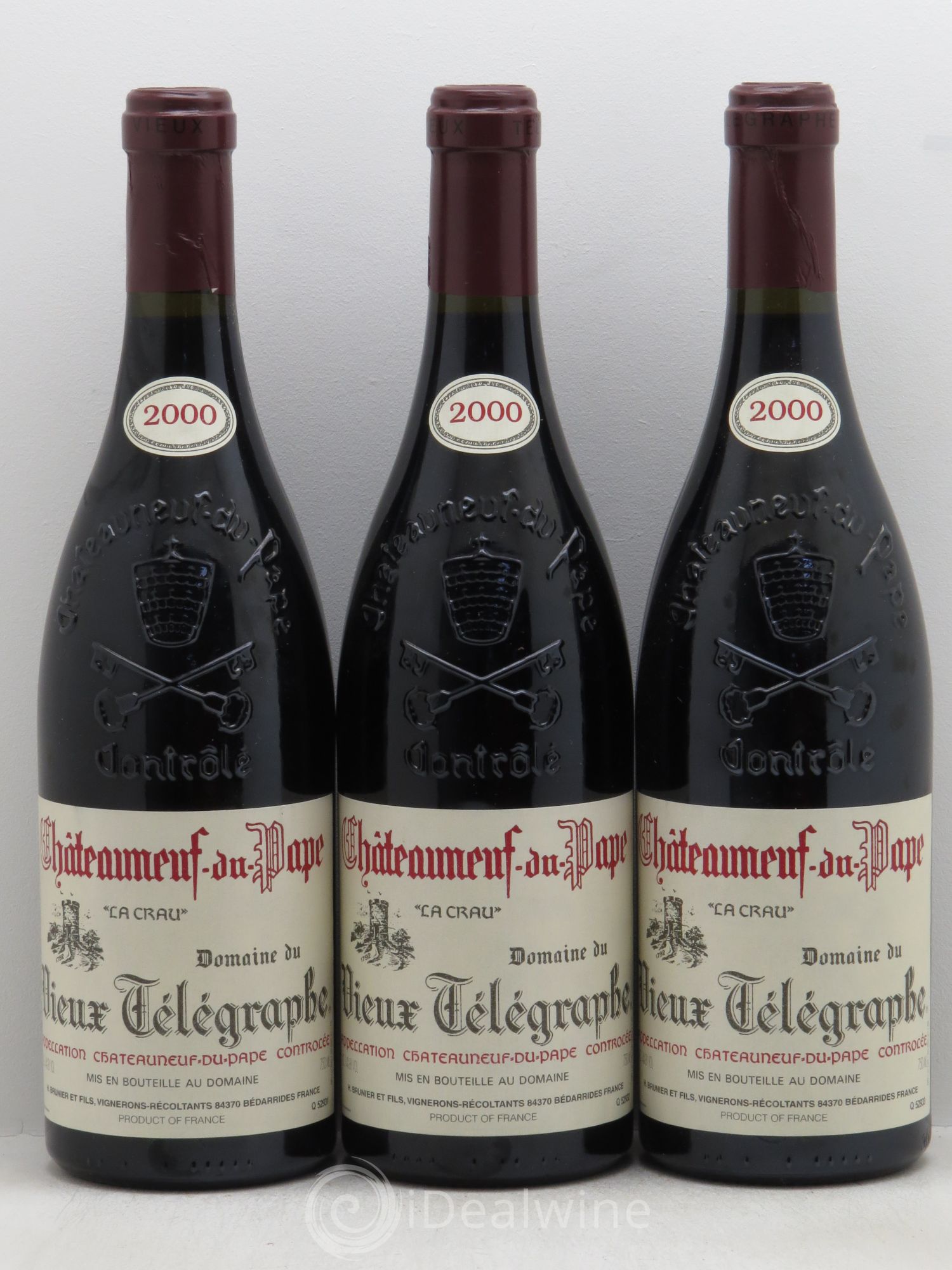 Châteauneuf-du-Pape Vieux Télégraphe (Domaine du) Vignobles Brunier 2000 - Lot de 3 bouteilles - 0