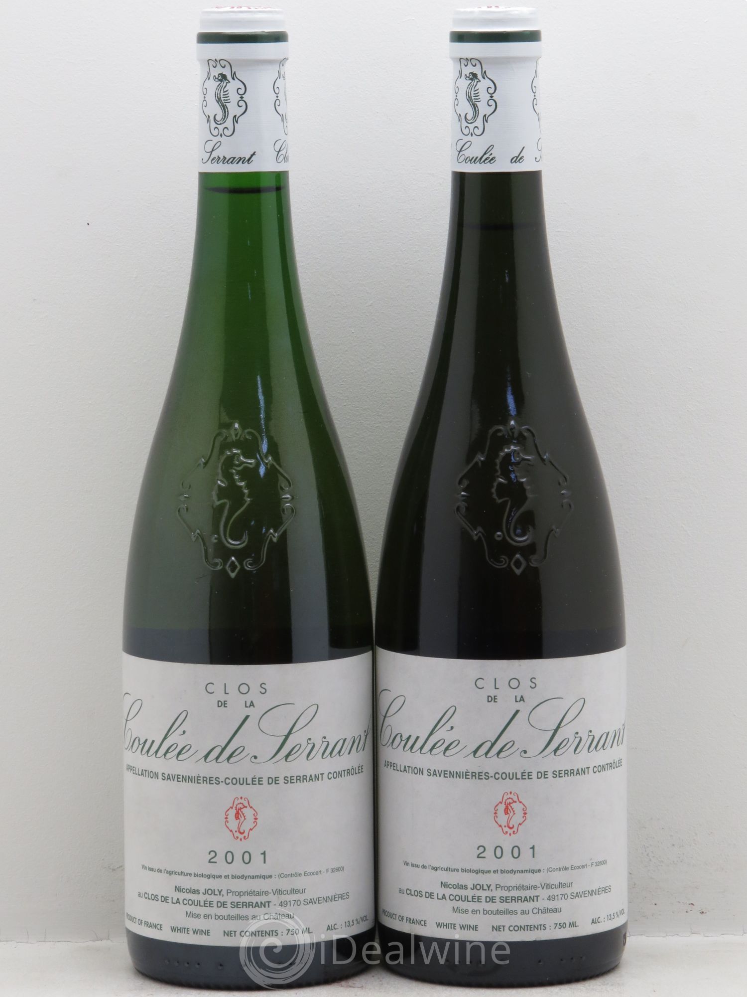 Savennières Clos de la Coulée de Serrant Vignobles de la Coulée de Serrant - Nicolas Joly 2001 - Lot de 2 bouteilles - 0