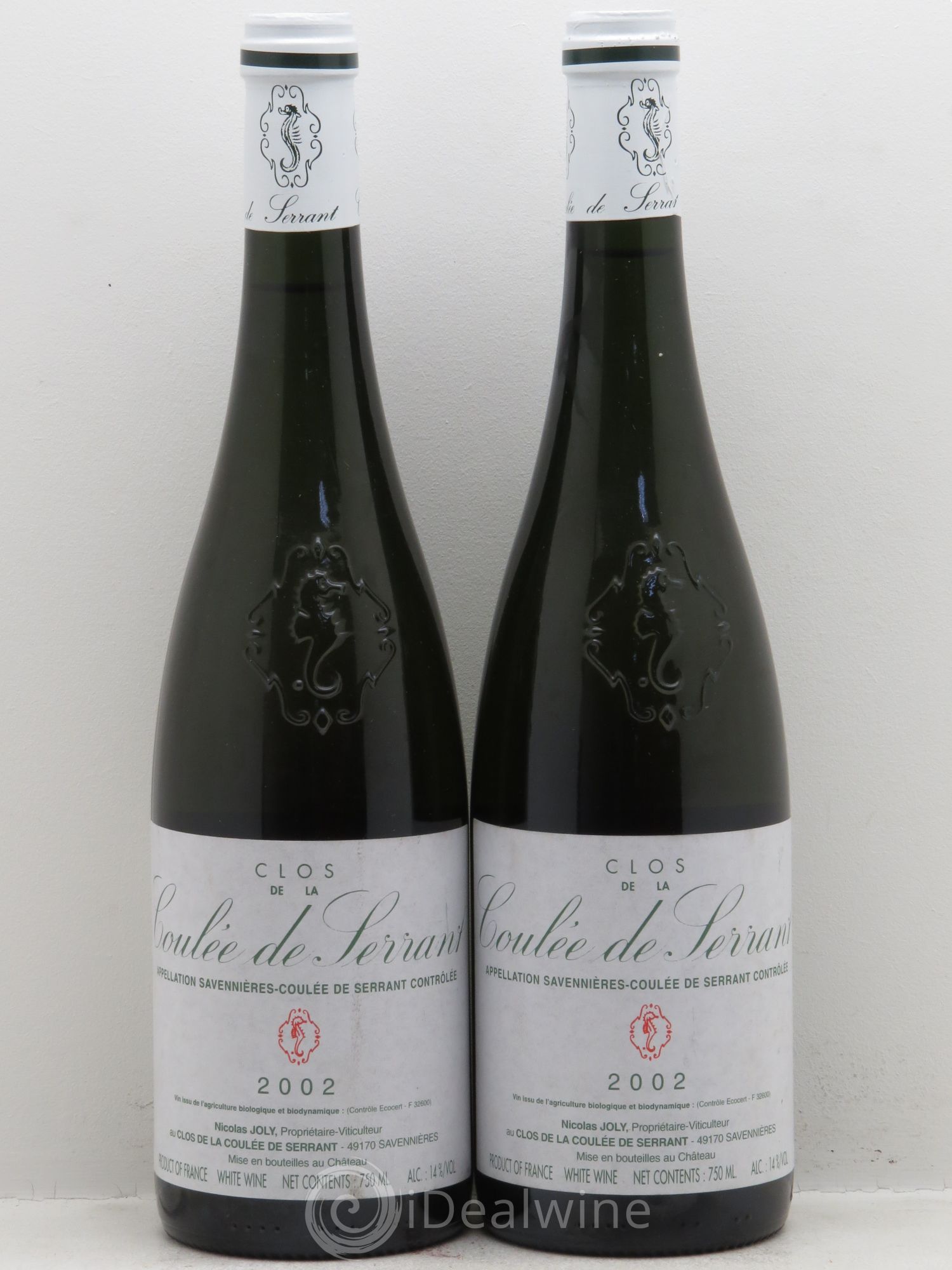 Savennières Clos de la Coulée de Serrant Vignobles de la Coulée de Serrant - Nicolas Joly 2002 - Lot de 2 bouteilles - 0
