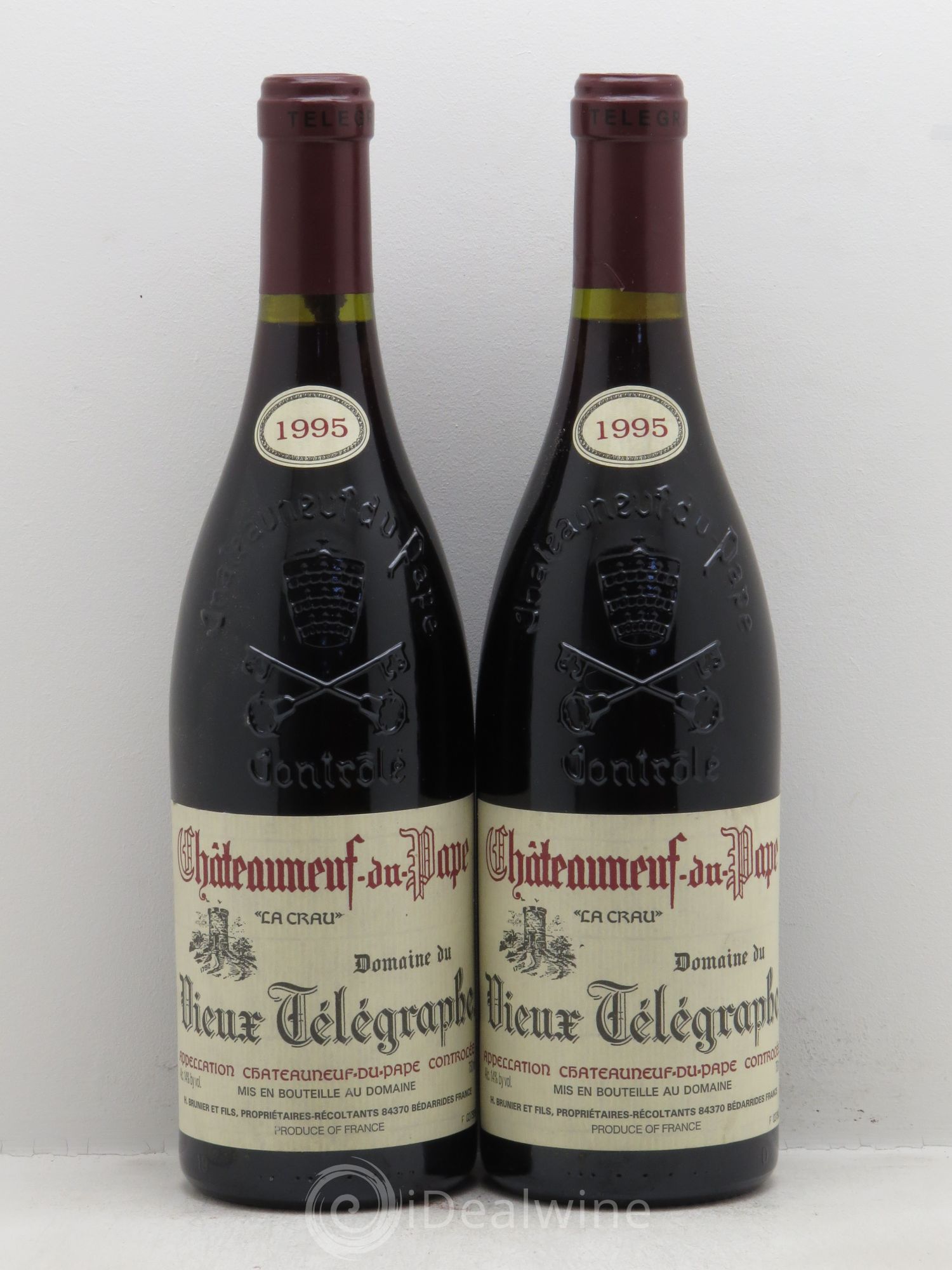 Châteauneuf-du-Pape Vieux Télégraphe (Domaine du) Vignobles Brunier 1995 - Lot de 2 bouteilles - 0