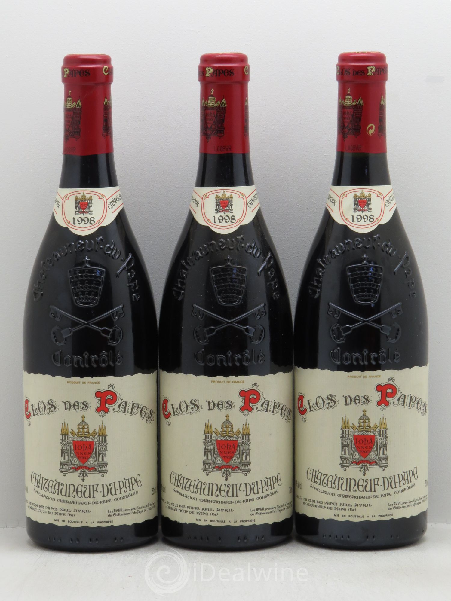 Châteauneuf-du-Pape Clos des Papes - Paul Avril 1998 - Lot de 3 bouteilles - 0