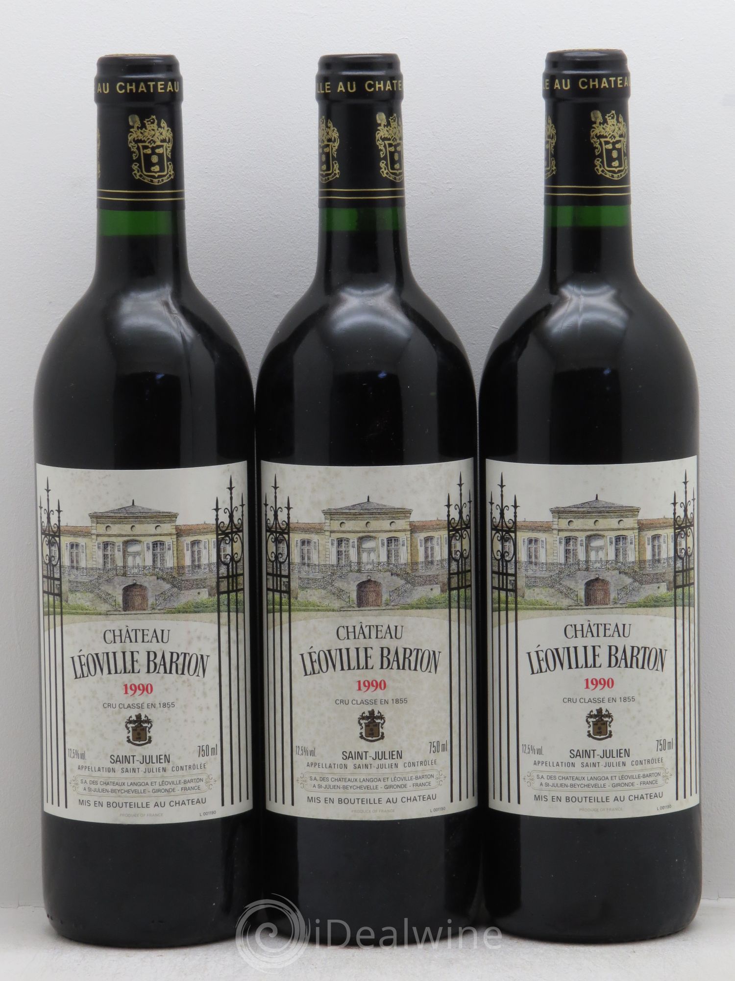 Château Léoville Barton 2ème Grand Cru Classé 1990 - Lot de 3 bouteilles - 0