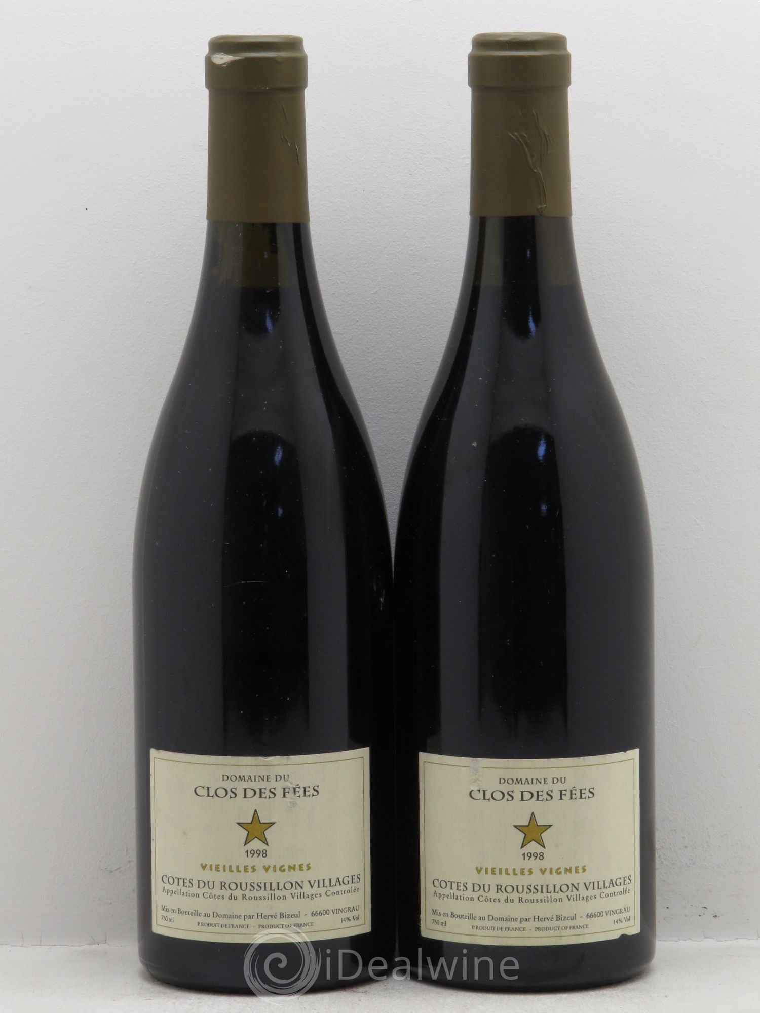 Côtes du Roussillon Villages Clos des Fées Vieilles vignes Hervé Bizeul 1998 - Lot de 2 bouteilles - 0