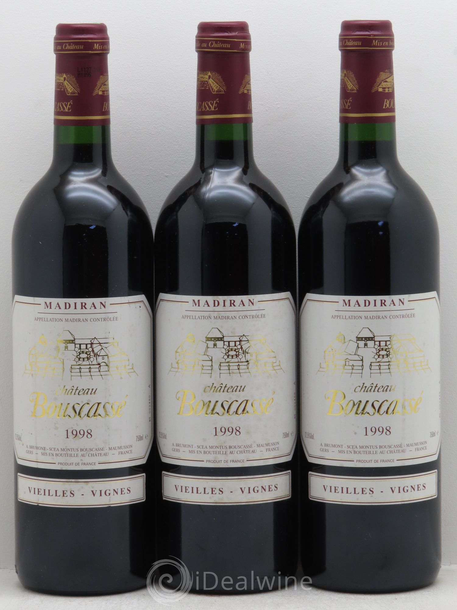 Madiran Vieilles Vignes Château Bouscassé - Alain Brumont 1998 - Lot de 3 bouteilles - 0