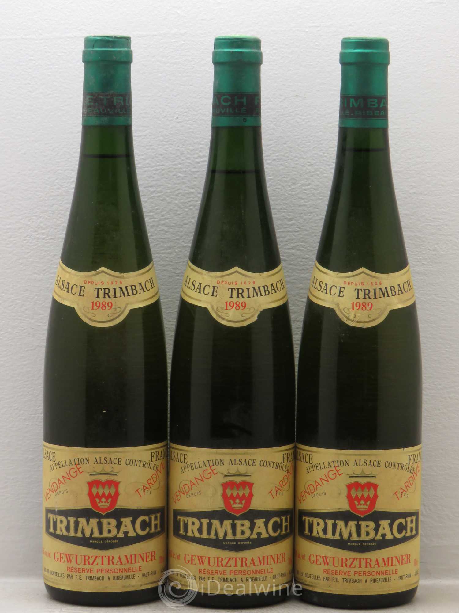 Alsace Gewurztraminer Vendanges Tardives Trimbach (Domaine) Réserve Personnelle 1989 - Lotto di 3 bottiglie - 0