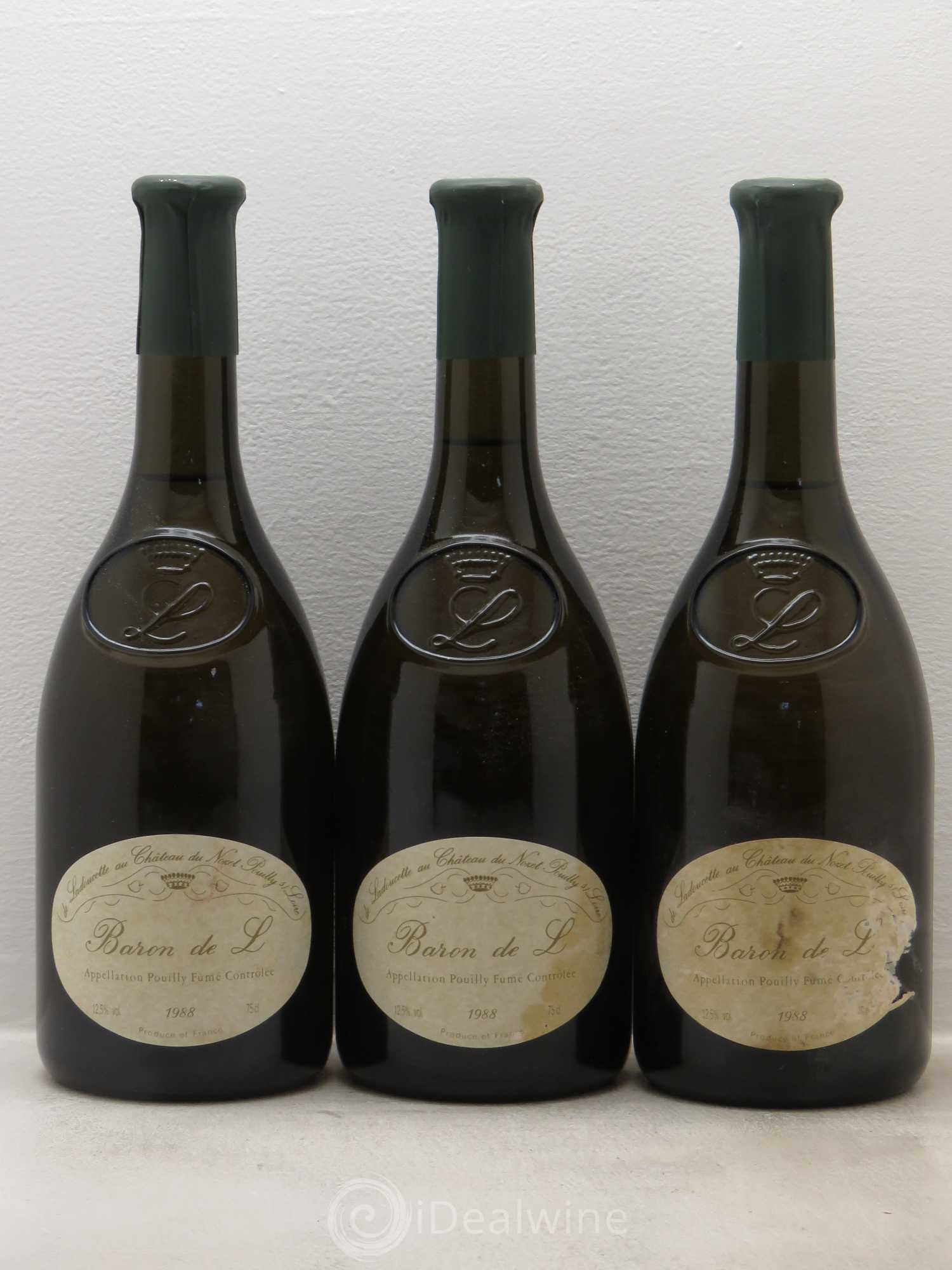 Pouilly-Fumé Baron de L Patrick de Ladoucette 1988 - Lot de 3 bouteilles - 0