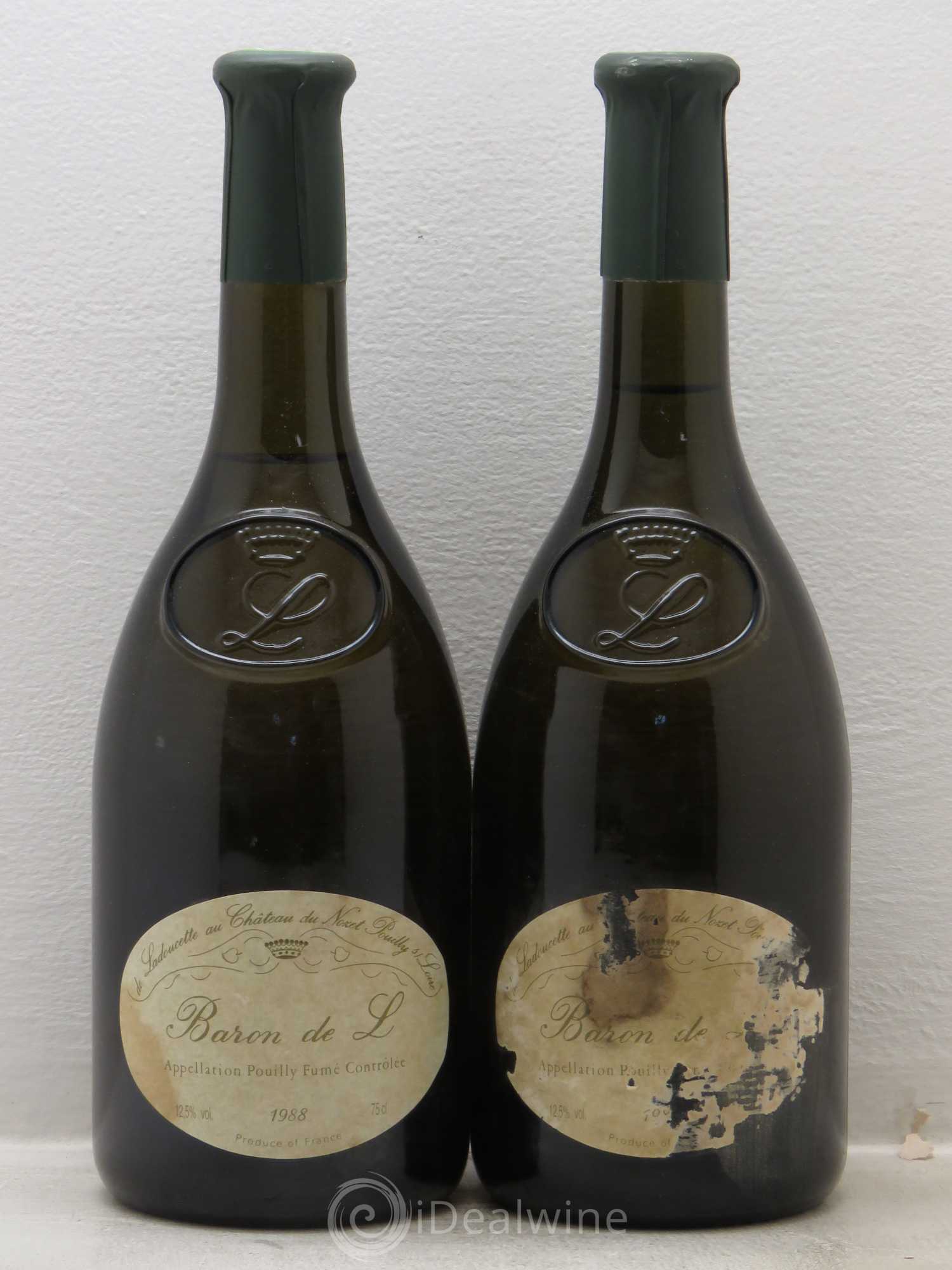 Pouilly-Fumé Baron de L Patrick de Ladoucette 1988 - Lot de 2 bouteilles - 0
