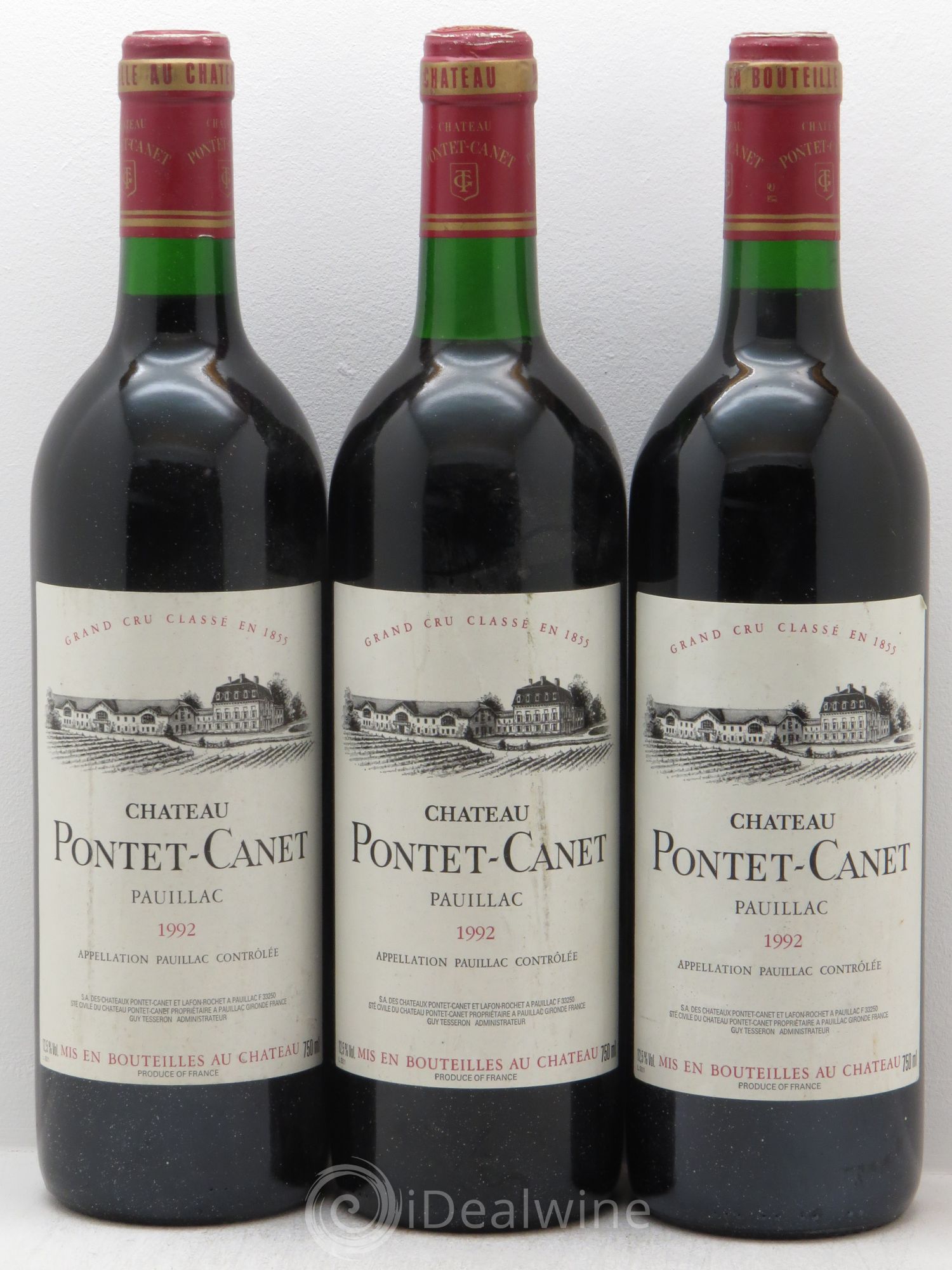 Château Pontet Canet 5ème Grand Cru Classé 1992 - Lot de 3 bouteilles - 0