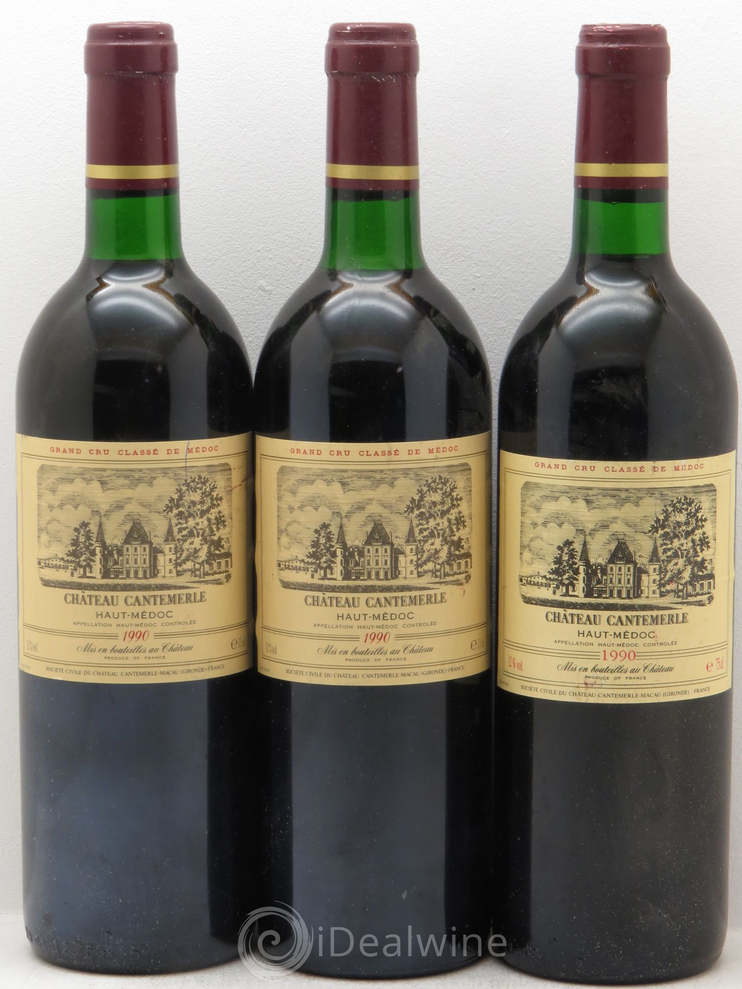 Château Cantemerle 5ème Grand Cru Classé 1990 - Lot de 3 bouteilles - 0