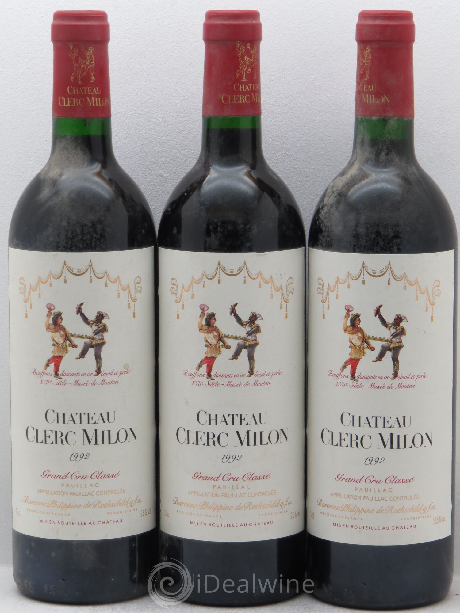 Château Clerc Milon 5ème Grand Cru Classé 1992 - Lot de 3 bouteilles - 0