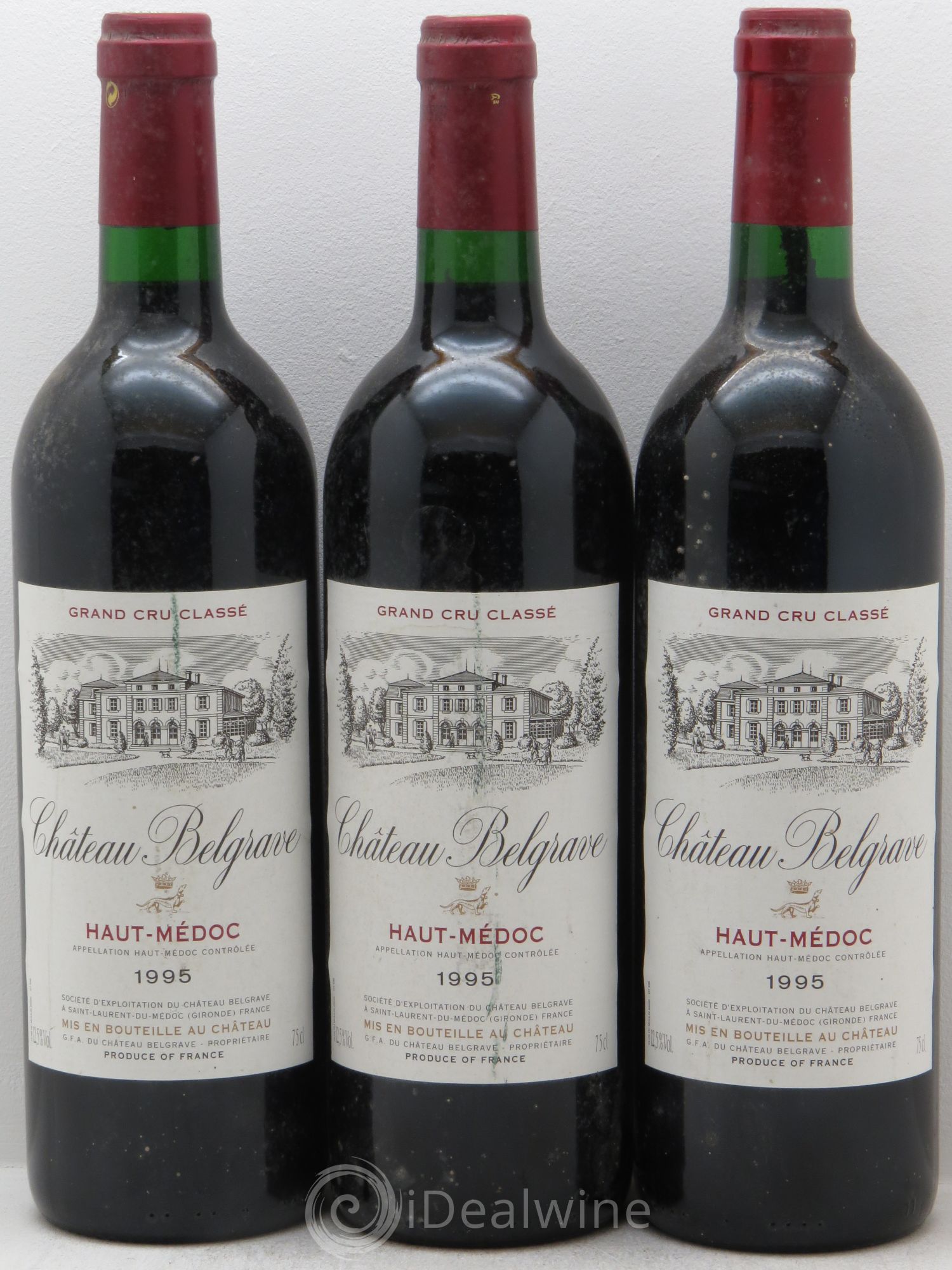 Château Belgrave 5ème Grand Cru Classé 1995 - Lot de 3 bouteilles - 0